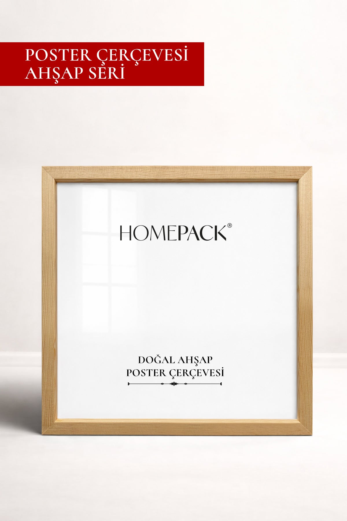 İnce Kare Poster Çerçevesi - Doğal Ahşap
