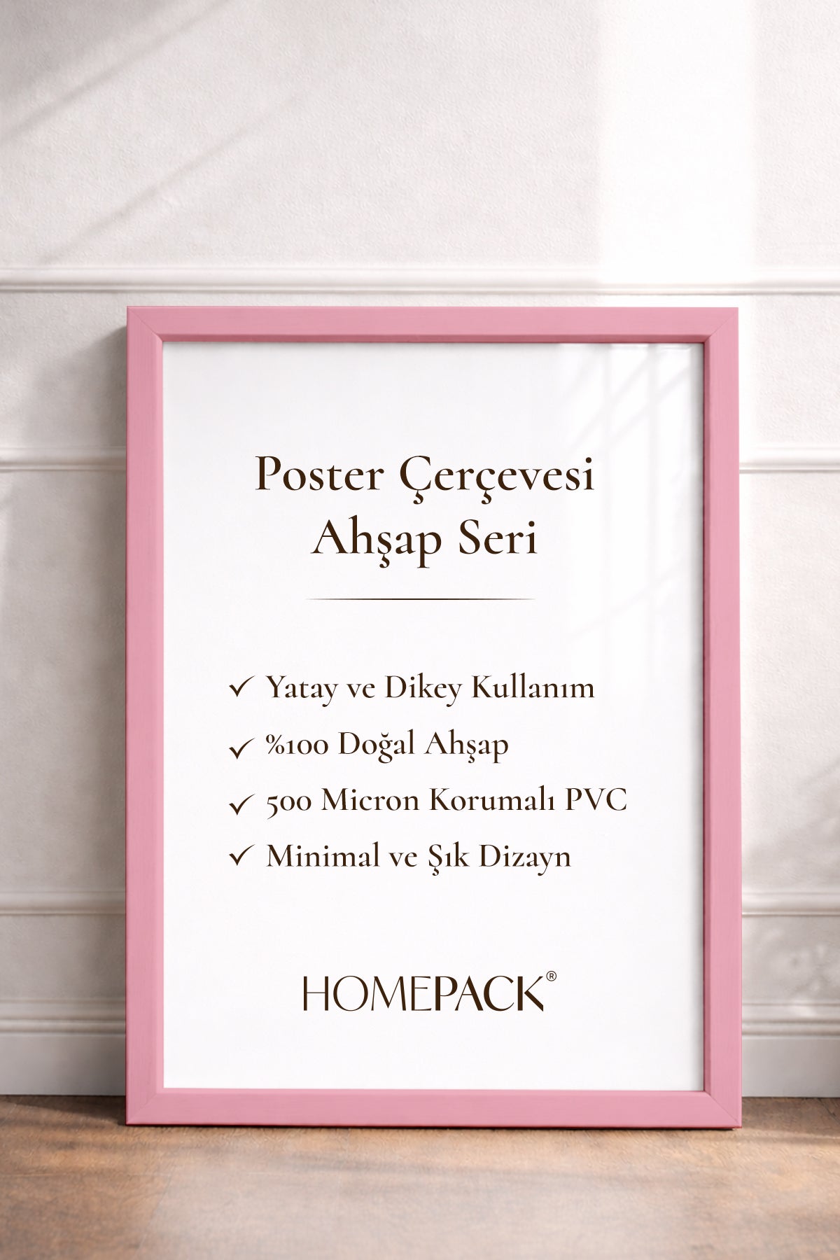 İnce Poster Çerçevesi - Açık Pembe