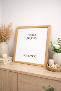 İnce Kare Poster Çerçevesi - Doğal Ahşap