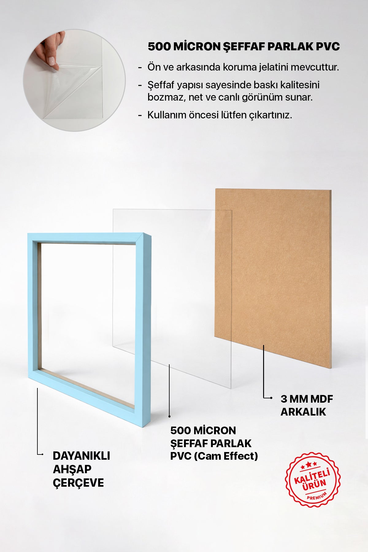 Kalın Kare Poster Çerçevesi - Açık Mavi