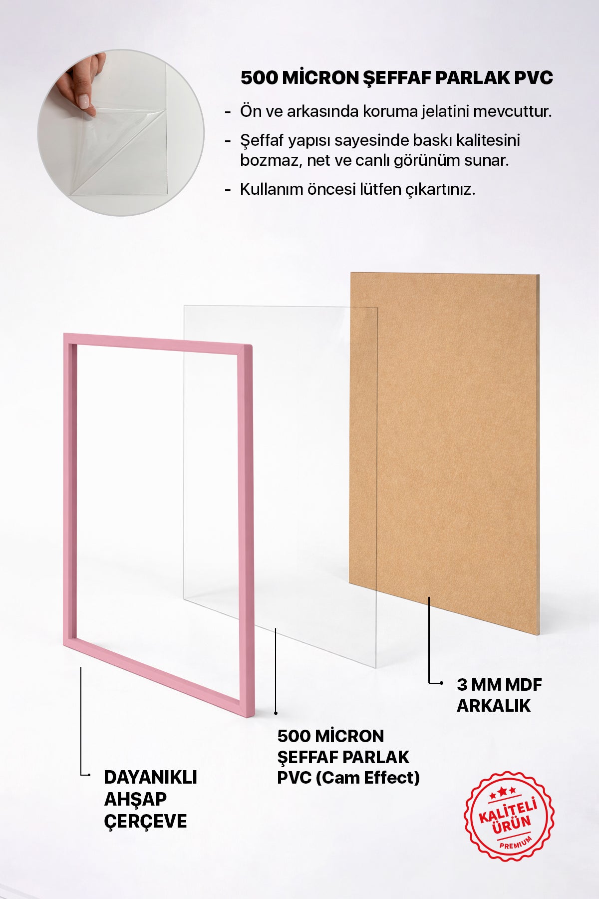 İnce Poster Çerçevesi - Açık Pembe