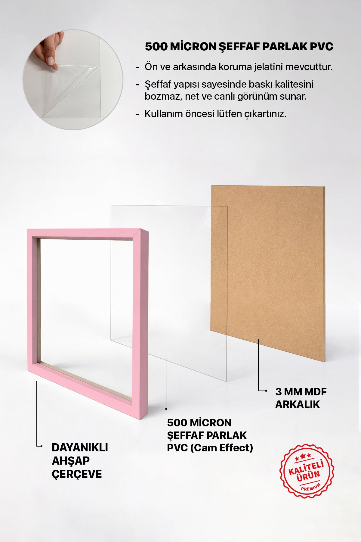 Kalın Kare Poster Çerçevesi - Açık Pembe