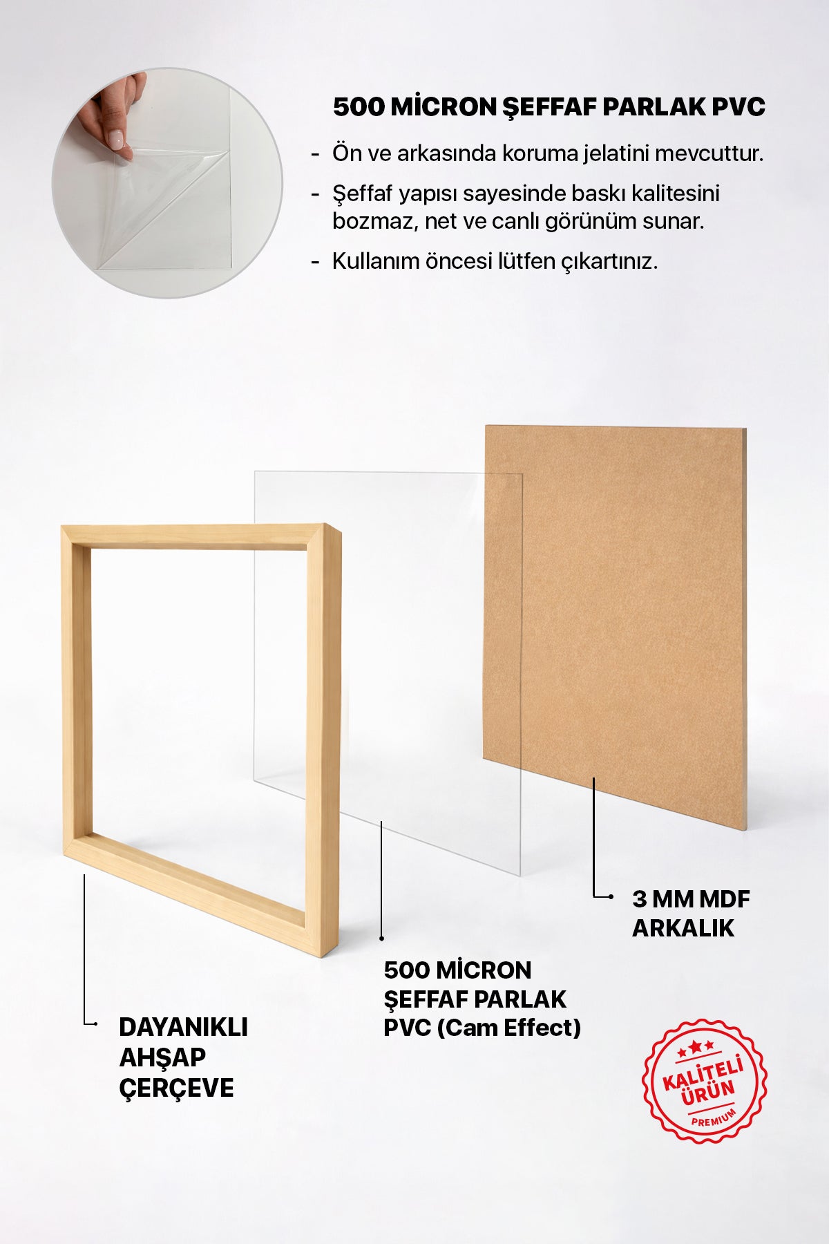 Kalın Kare Poster Çerçevesi - Doğal Ahşap