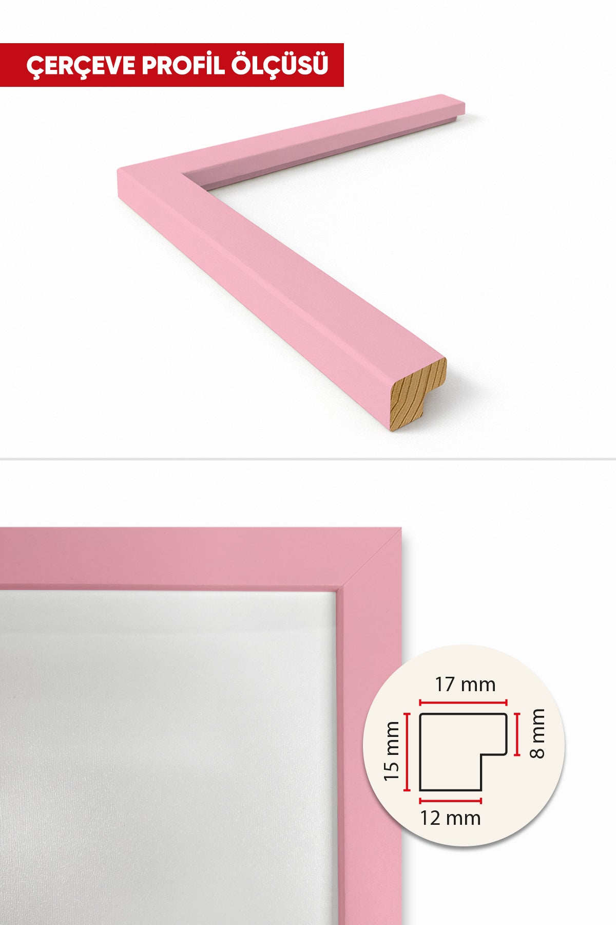 İnce Poster Çerçevesi - Açık Pembe