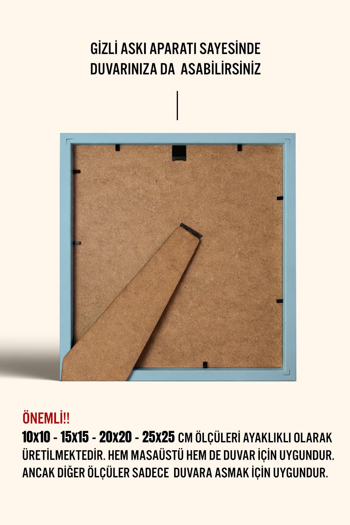 Kalın Kare Poster Çerçevesi - Açık Mavi