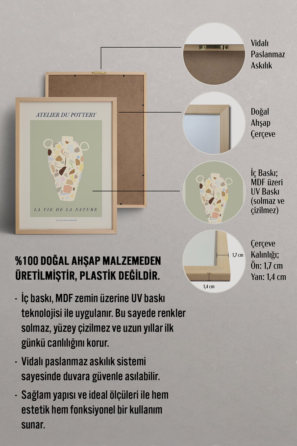 HOMEPACK Ahşap Çerçeveli Tablo Çerçeveli Poster Sanatsal Modern Duvar Dekoru ABSTRACT-01