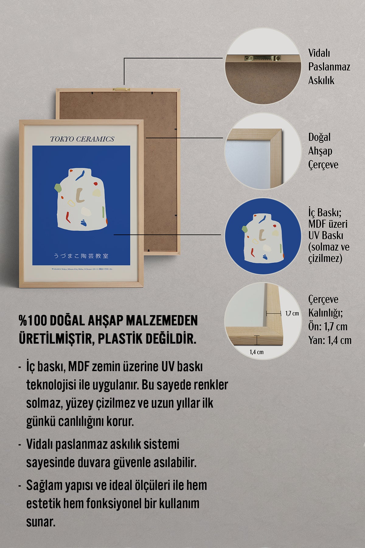 HOMEPACK Ahşap Çerçeveli Tablo Çerçeveli Poster Sanatsal Modern Duvar Dekoru ABSTRACT-04