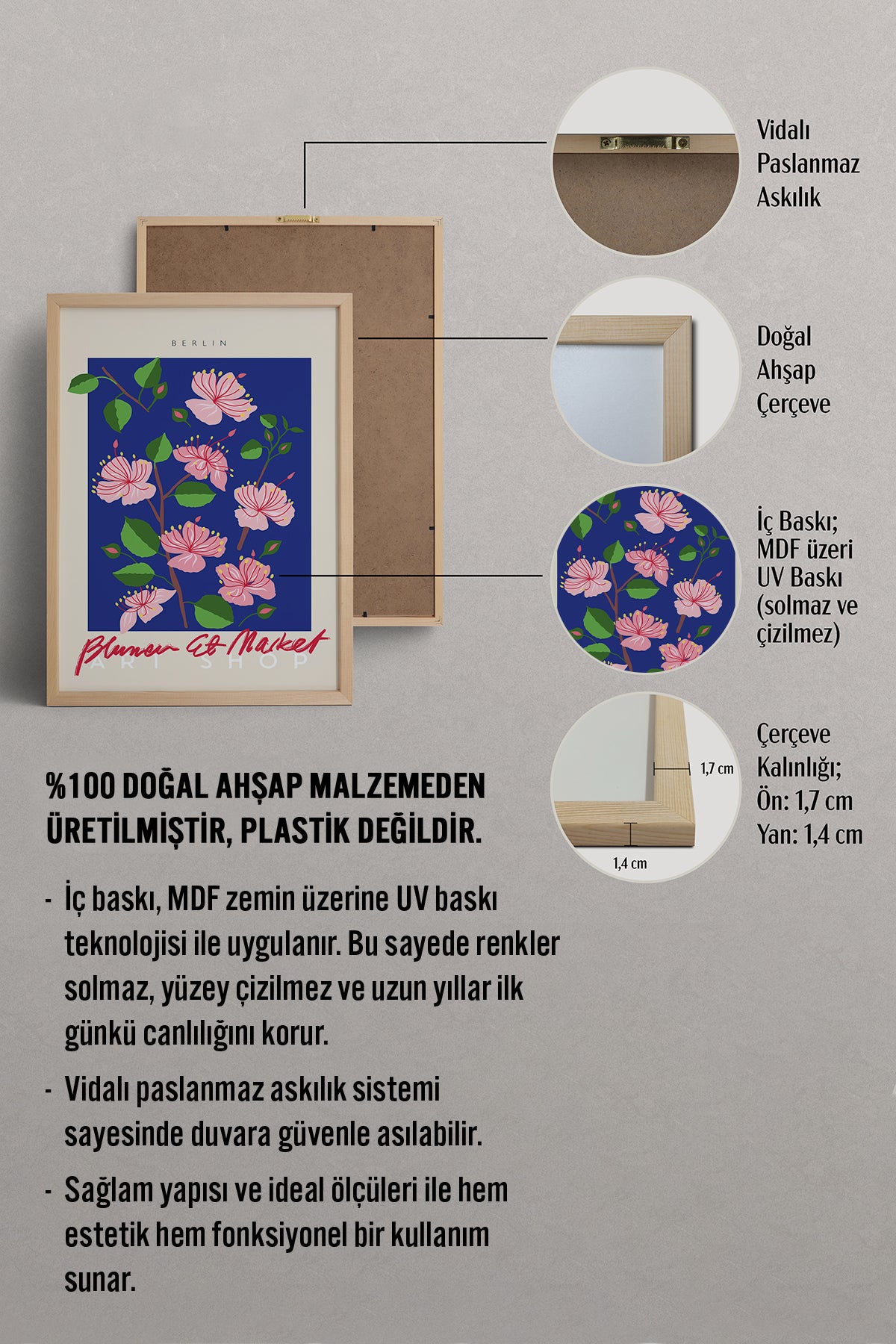 HOMEPACK Ahşap Çerçeveli Tablo Çerçeveli Poster Sanatsal Modern Duvar Dekoru ABSTRACT-044