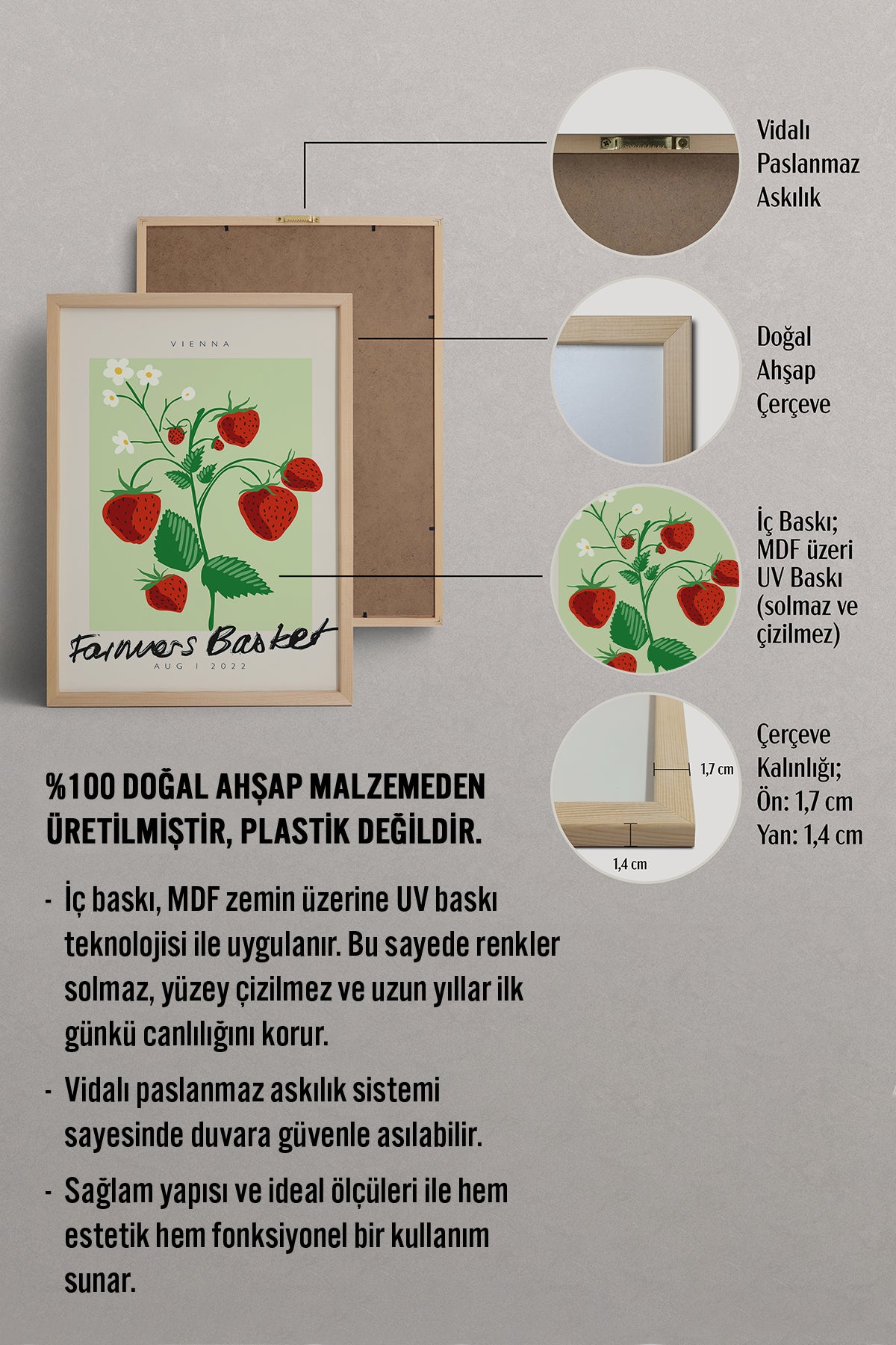 HOMEPACK Ahşap Çerçeveli Tablo Çerçeveli Poster Sanatsal Modern Duvar Dekoru ABSTRACT-053