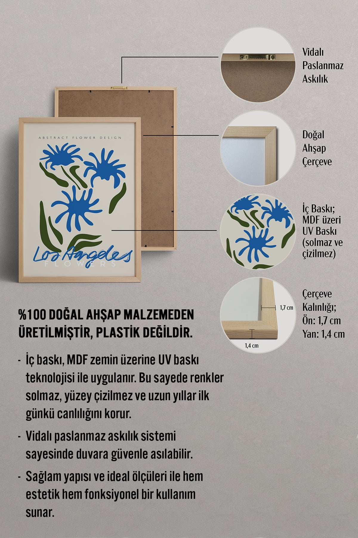 HOMEPACK Ahşap Çerçeveli Tablo Çerçeveli Poster Sanatsal Modern Duvar Dekoru ABSTRACT-069