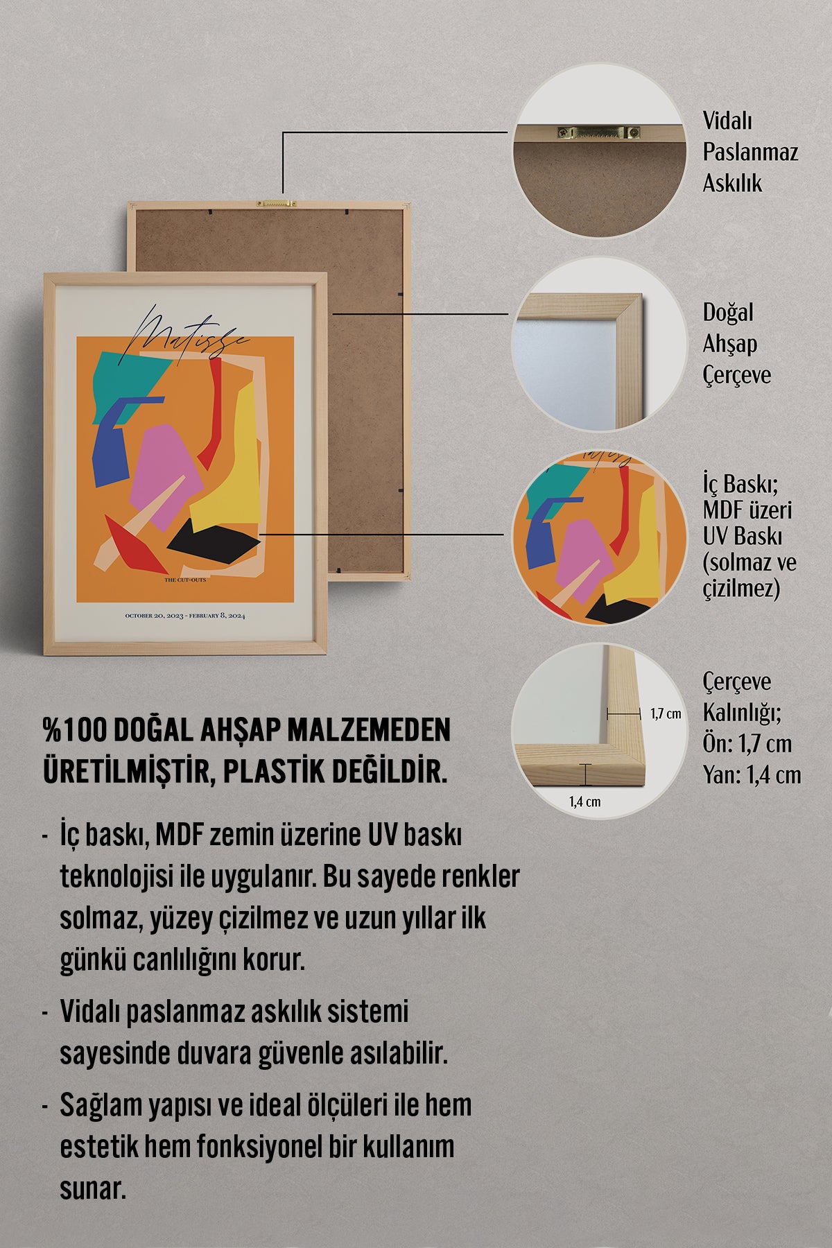 HOMEPACK Ahşap Çerçeveli Tablo Çerçeveli Poster Sanatsal Modern Duvar Dekoru ABSTRACT-103