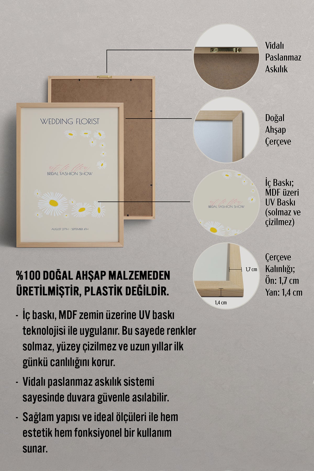 HOMEPACK Ahşap Çerçeveli Tablo Çerçeveli Poster Sanatsal Modern Duvar Dekoru ABSTRACT-113