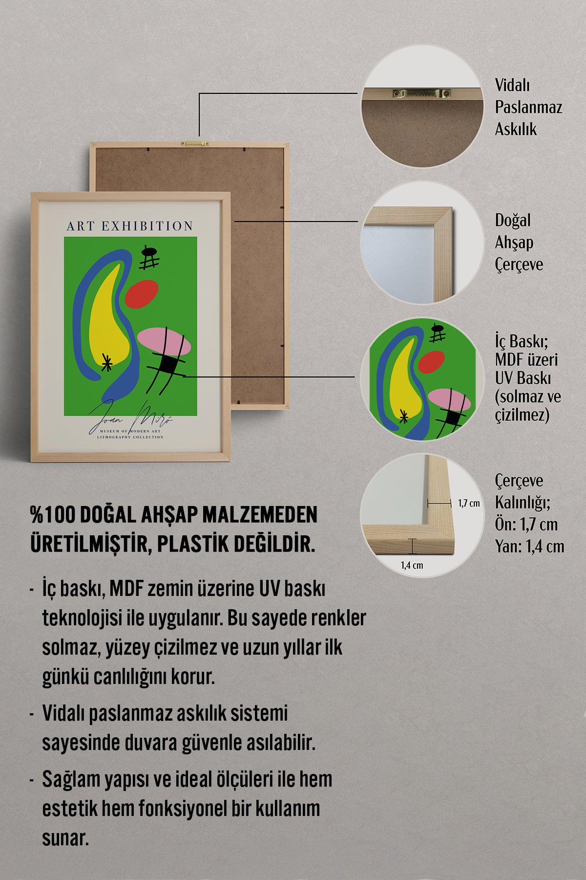 HOMEPACK Ahşap Çerçeveli Tablo Çerçeveli Poster Sanatsal Modern Duvar Dekoru ABSTRACT-12