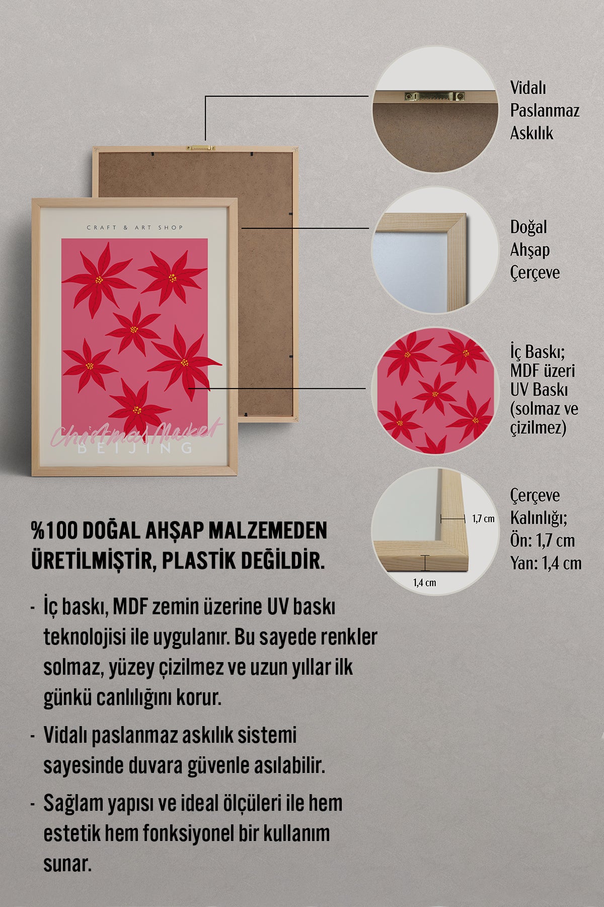HOMEPACK Ahşap Çerçeveli Tablo Çerçeveli Poster Sanatsal Modern Duvar Dekoru ABSTRACT-128