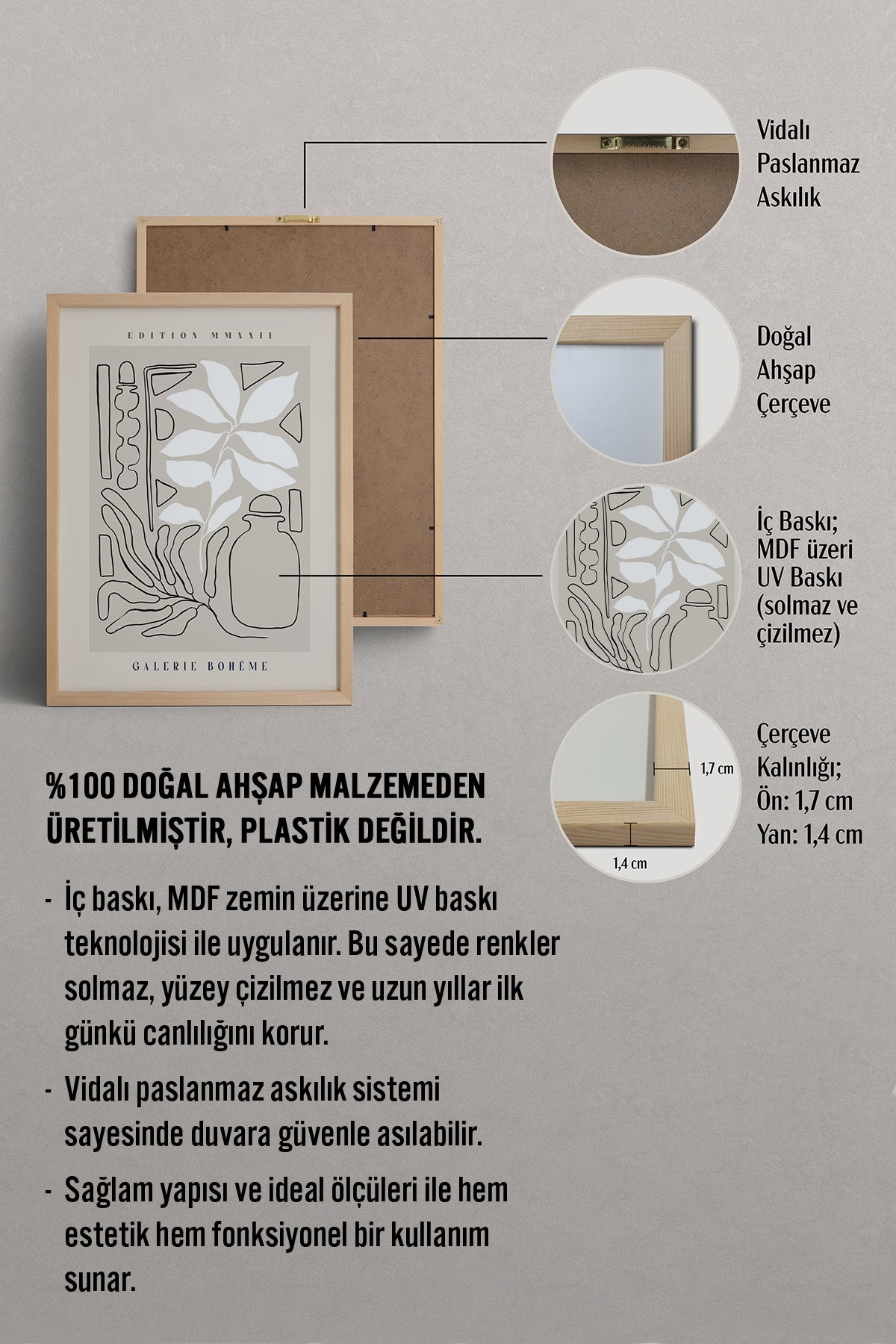 HOMEPACK Ahşap Çerçeveli Tablo Çerçeveli Poster Sanatsal Modern Duvar Dekoru ABSTRACT-141