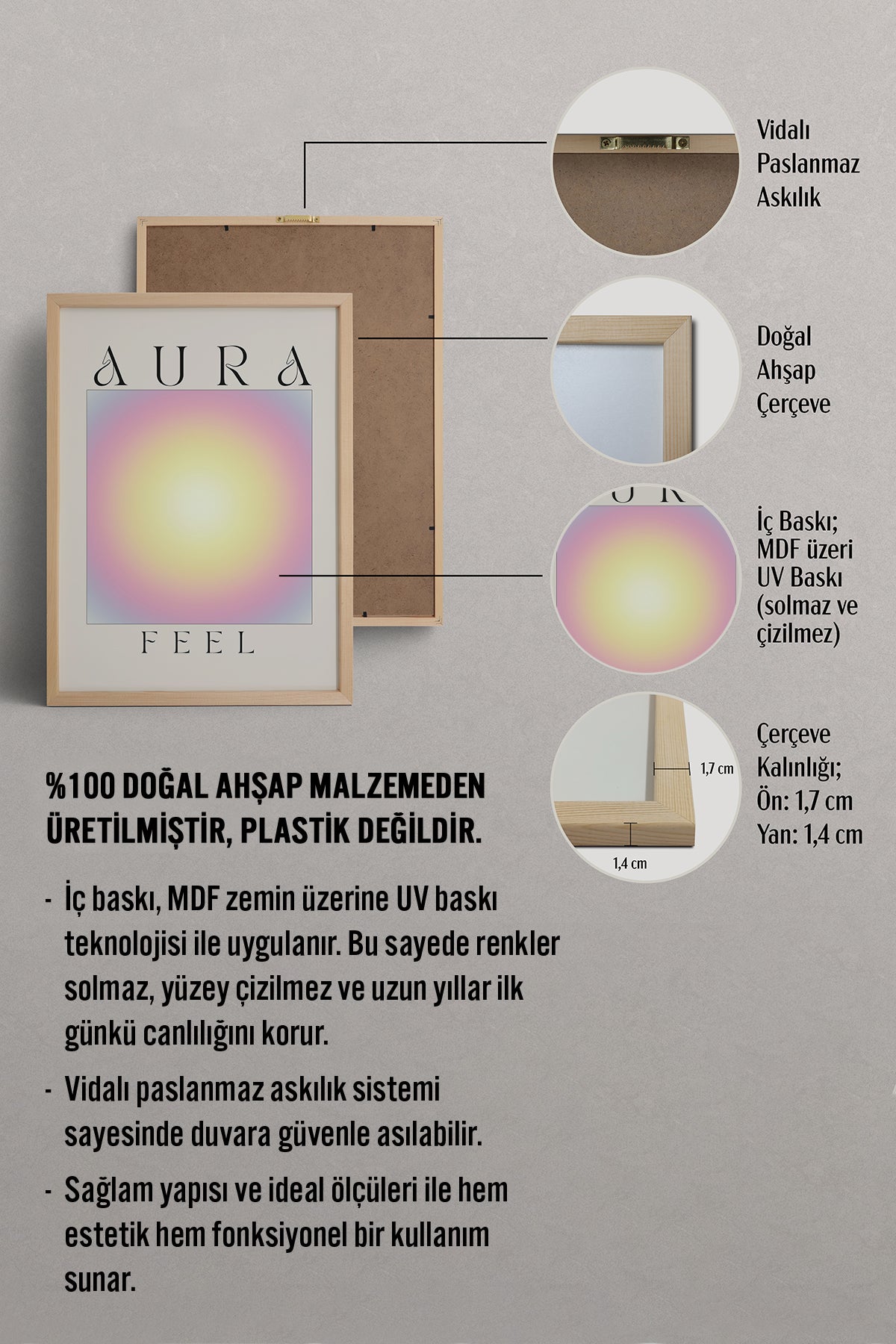 HOMEPACK Ahşap Çerçeveli Tablo Çerçeveli Poster Sanatsal Modern Duvar Dekoru ABSTRACT-152