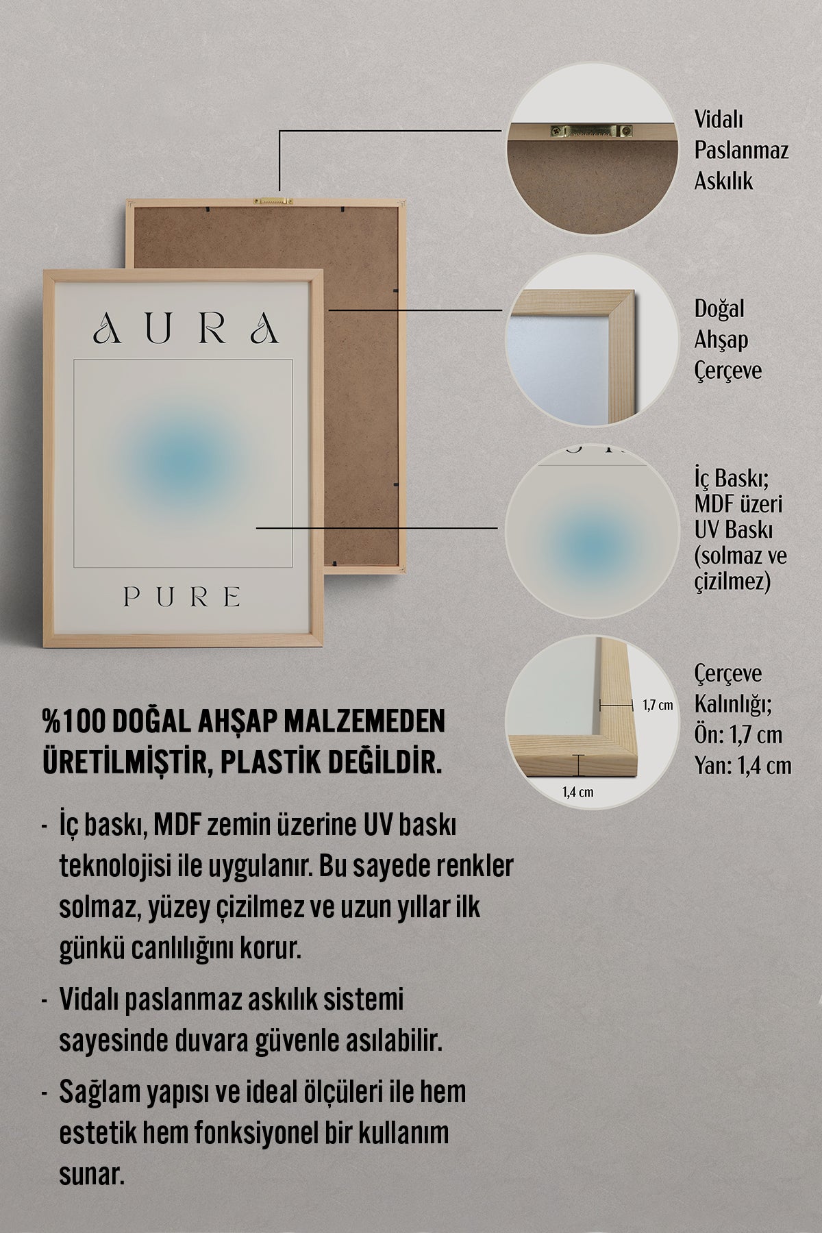 HOMEPACK Ahşap Çerçeveli Tablo Çerçeveli Poster Sanatsal Modern Duvar Dekoru ABSTRACT-155