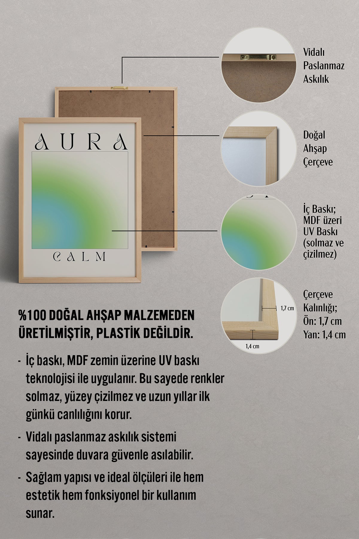HOMEPACK Ahşap Çerçeveli Tablo Çerçeveli Poster Sanatsal Modern Duvar Dekoru ABSTRACT-157