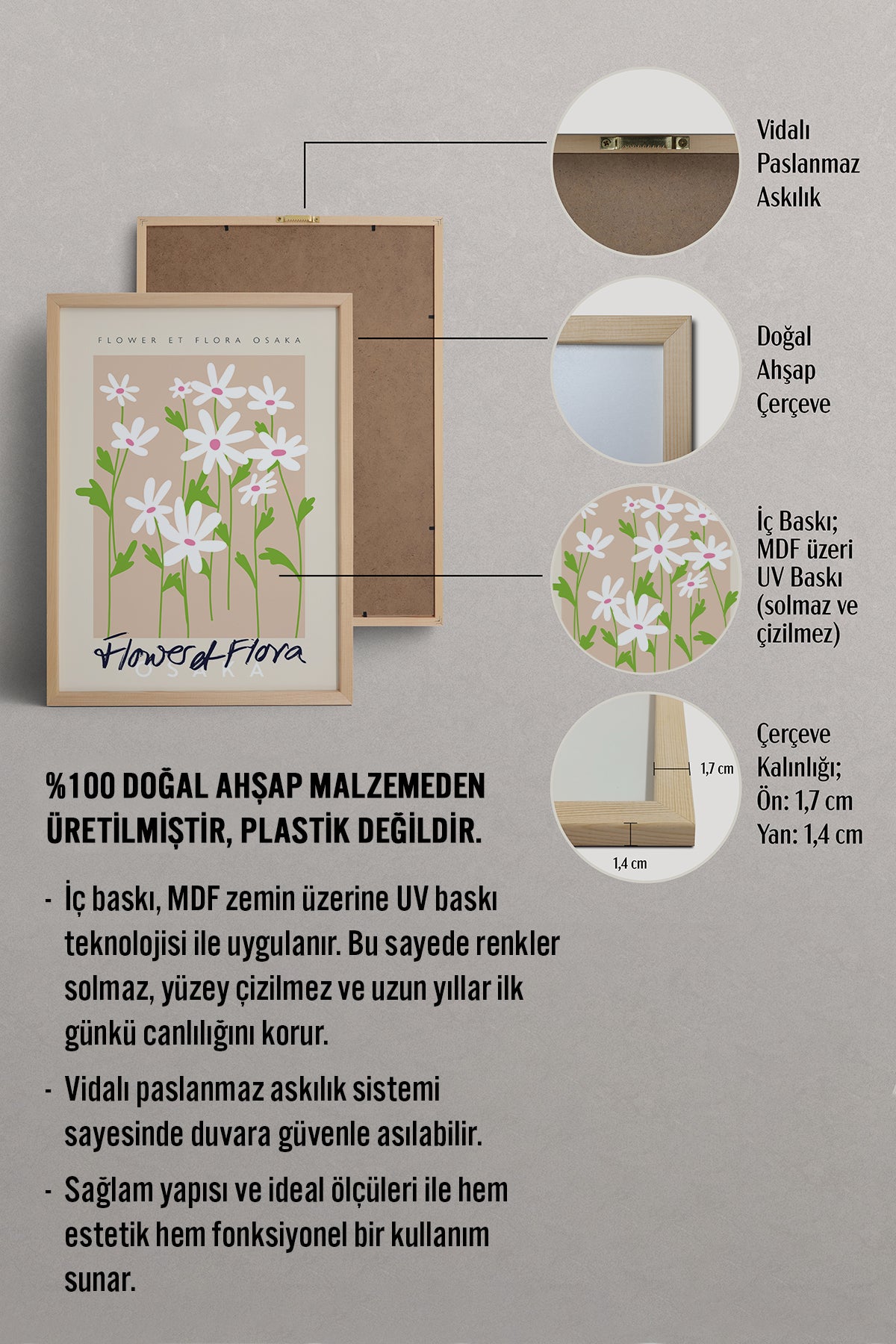 HOMEPACK Ahşap Çerçeveli Tablo Çerçeveli Poster Sanatsal Modern Duvar Dekoru ABSTRACT-21