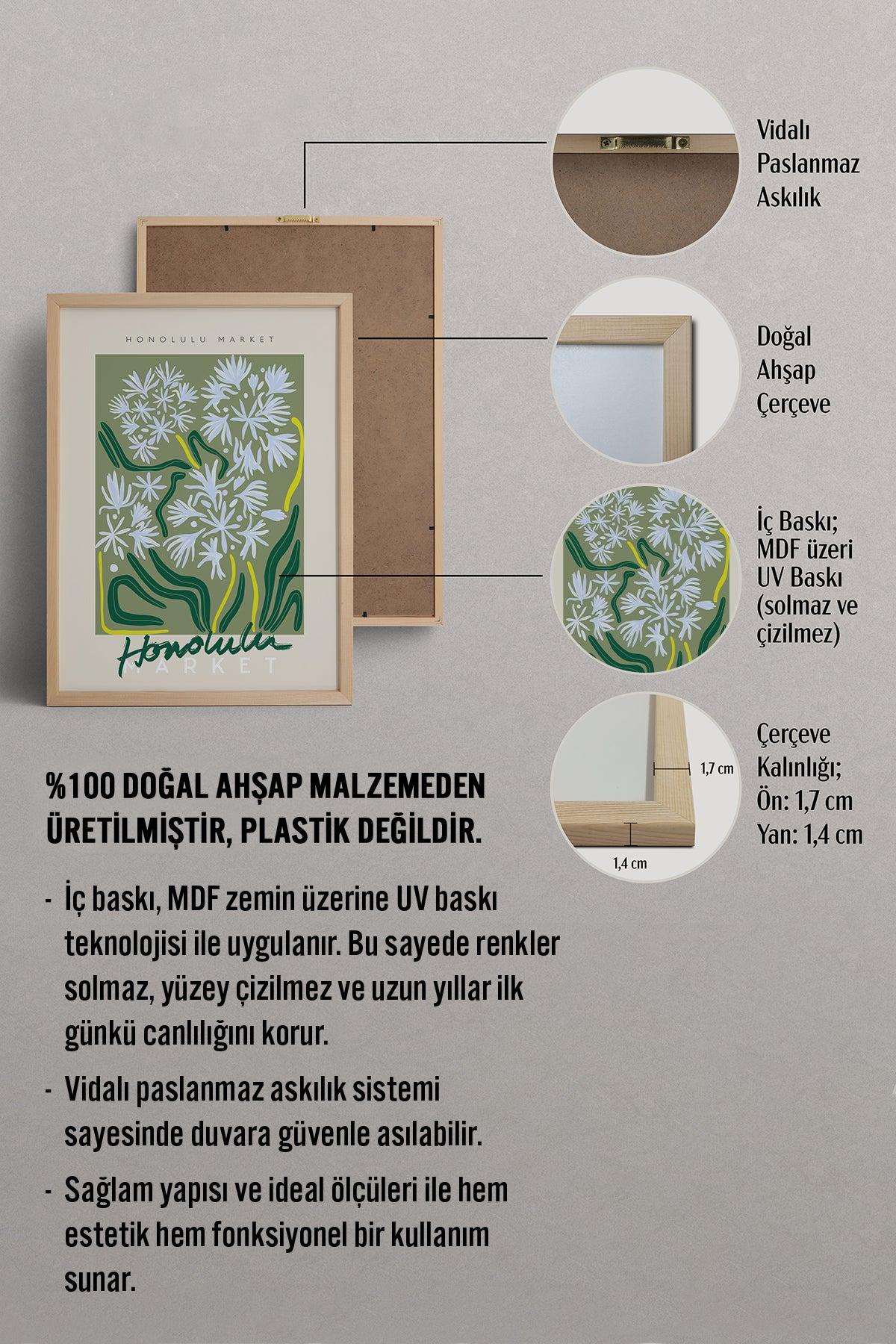 HOMEPACK Ahşap Çerçeveli Tablo Çerçeveli Poster Sanatsal Modern Duvar Dekoru ABSTRACT-23