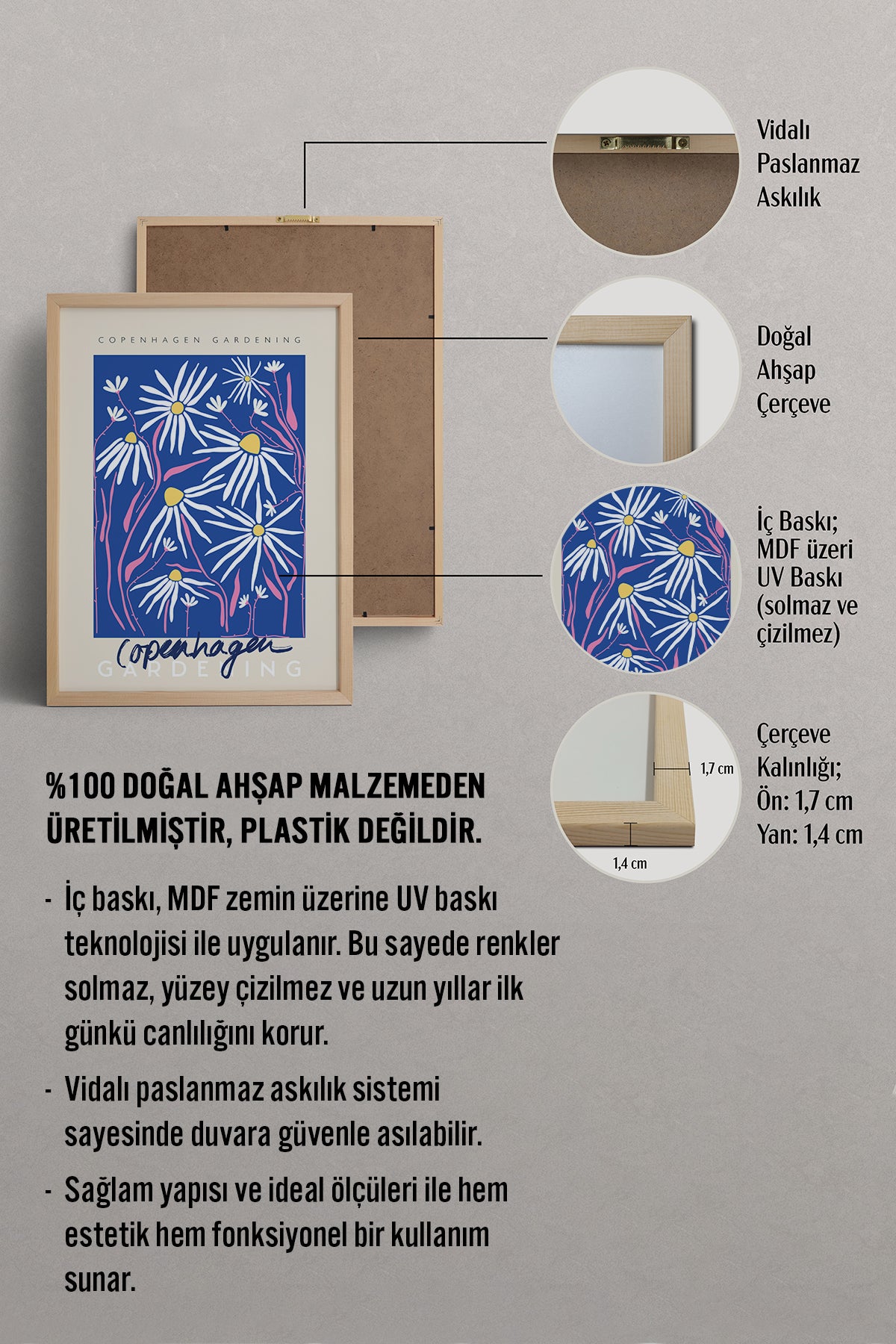 HOMEPACK Ahşap Çerçeveli Tablo Çerçeveli Poster Sanatsal Modern Duvar Dekoru ABSTRACT-24