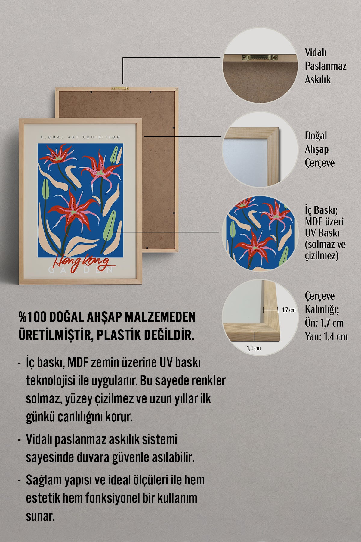 HOMEPACK Ahşap Çerçeveli Tablo Çerçeveli Poster Sanatsal Modern Duvar Dekoru ABSTRACT-31