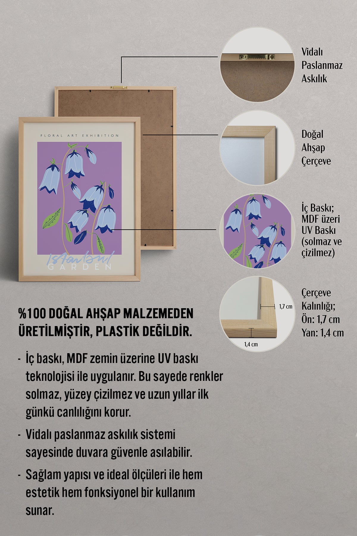 HOMEPACK Ahşap Çerçeveli Tablo Çerçeveli Poster Sanatsal Modern Duvar Dekoru ABSTRACT-33
