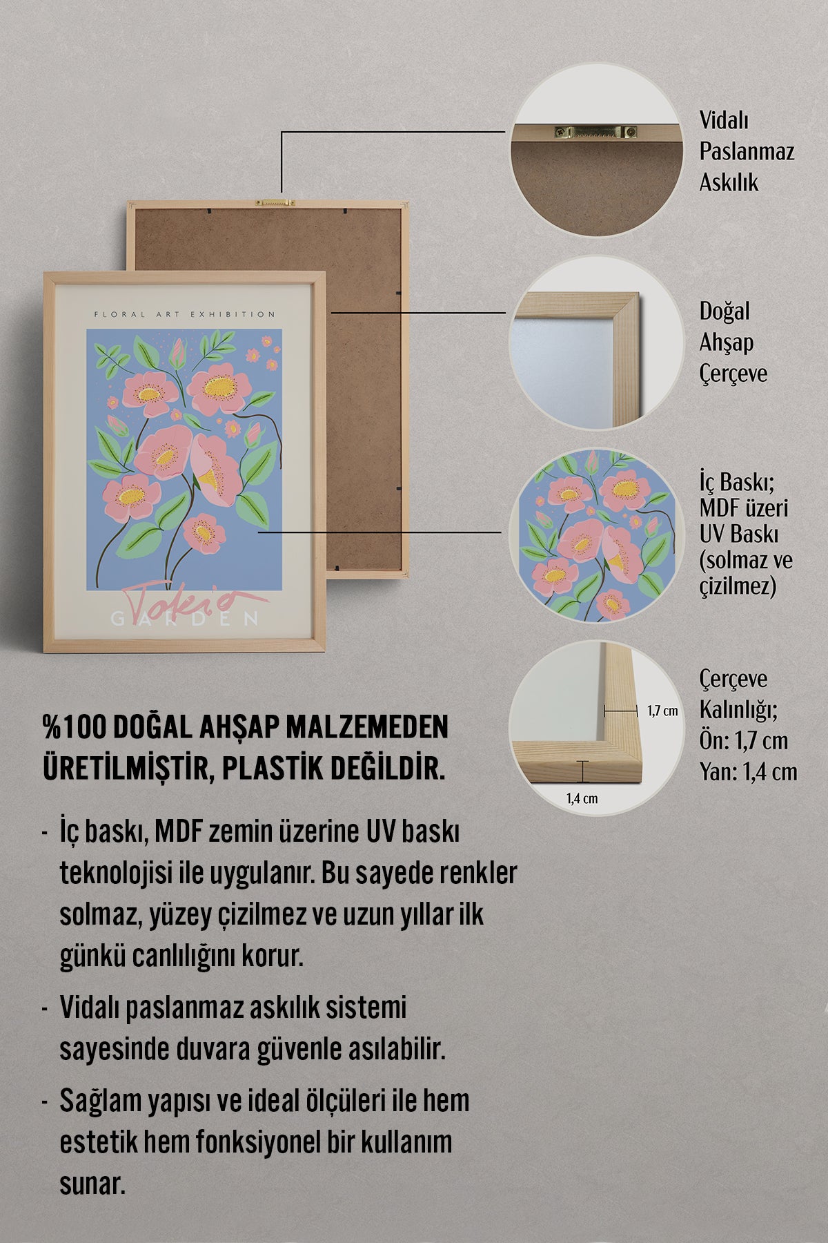 HOMEPACK Ahşap Çerçeveli Tablo Çerçeveli Poster Sanatsal Modern Duvar Dekoru ABSTRACT-36