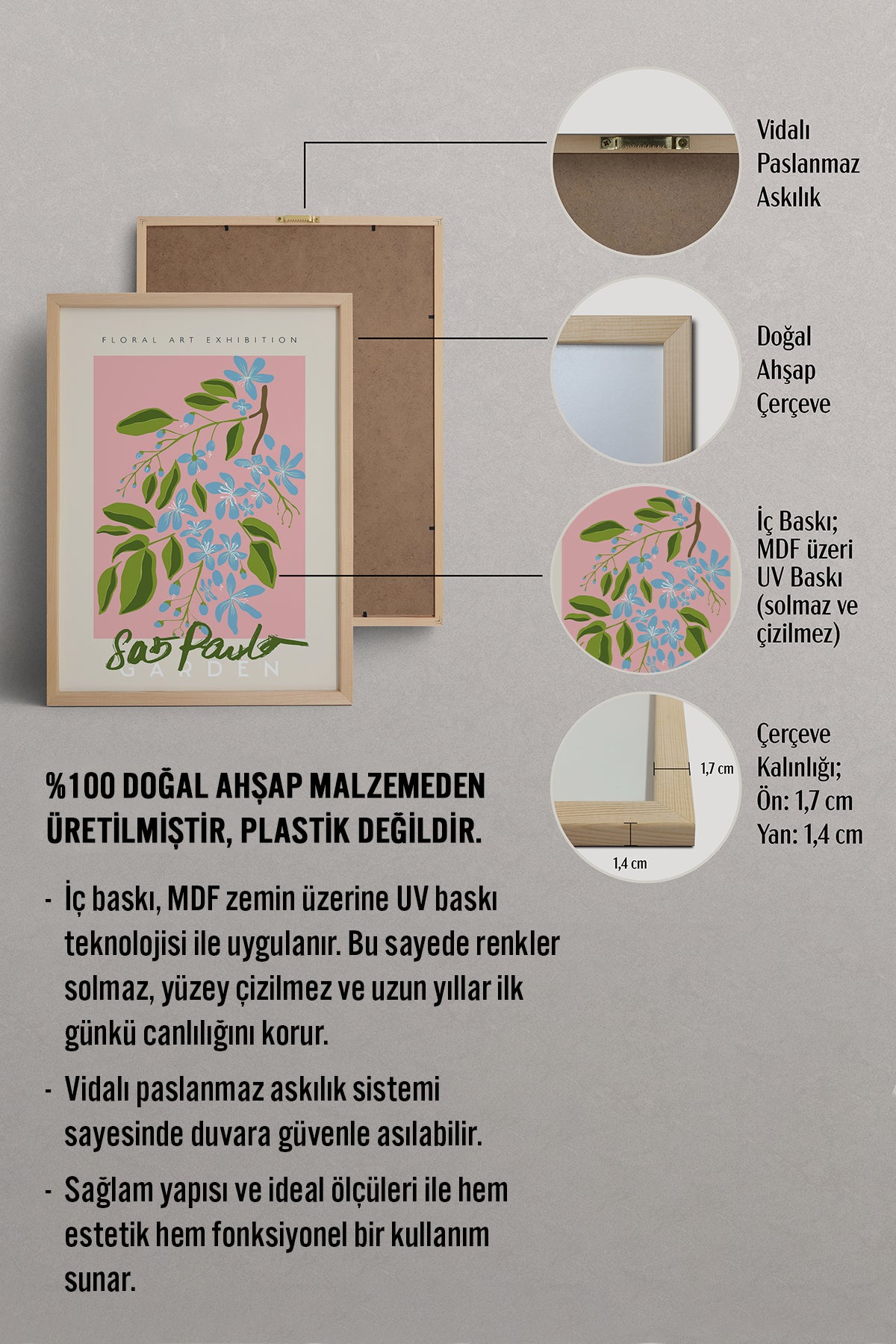 HOMEPACK Ahşap Çerçeveli Tablo Çerçeveli Poster Sanatsal Modern Duvar Dekoru ABSTRACT-37