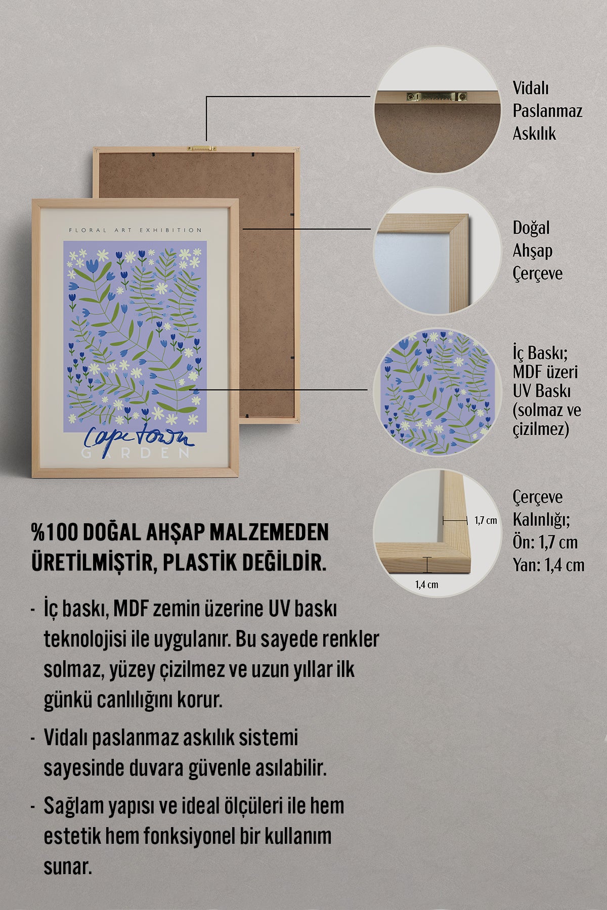 HOMEPACK Ahşap Çerçeveli Tablo Çerçeveli Poster Sanatsal Modern Duvar Dekoru ABSTRACT-40