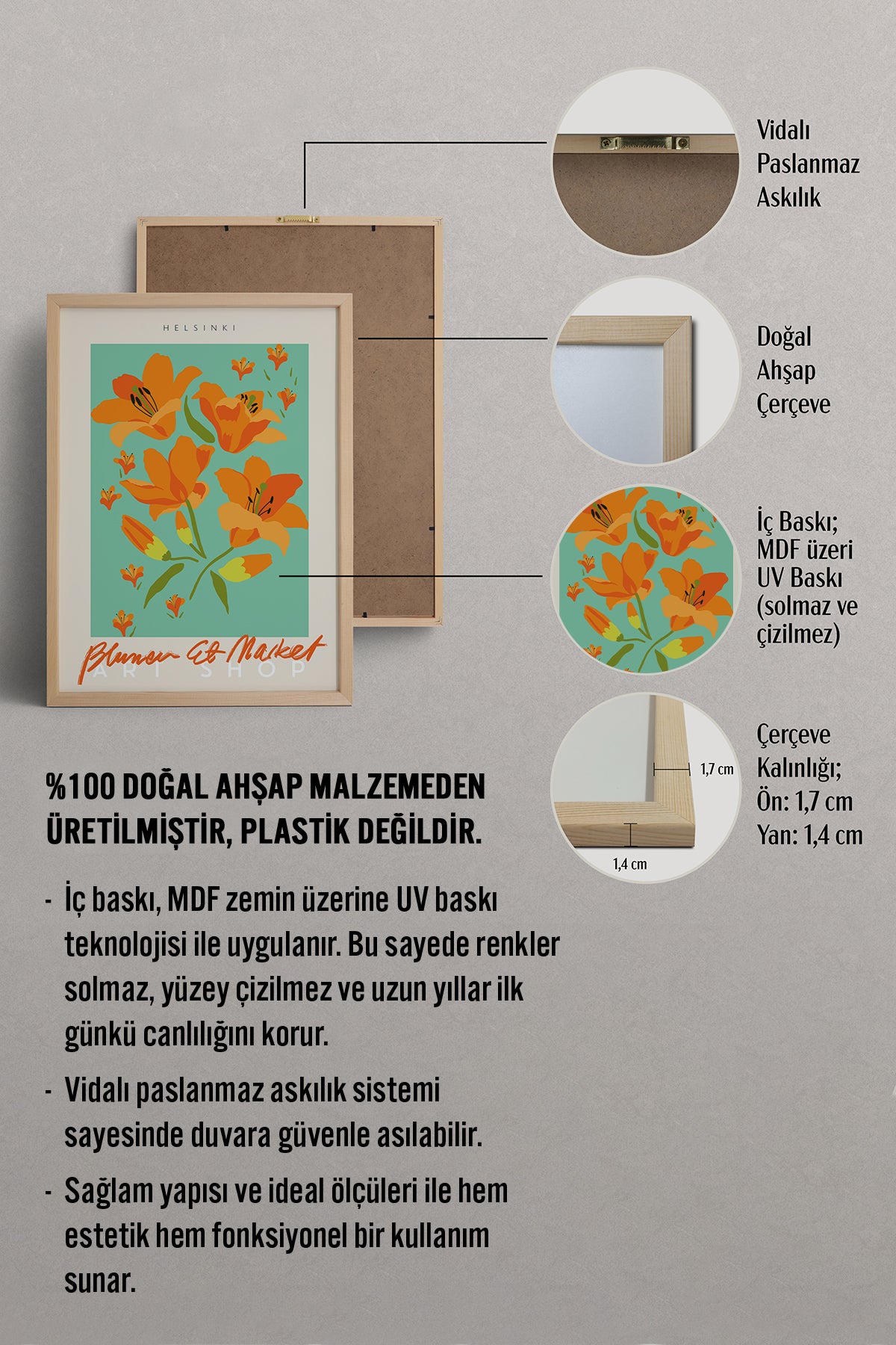 HOMEPACK Ahşap Çerçeveli Tablo Çerçeveli Poster Sanatsal Modern Duvar Dekoru ABSTRACT-43