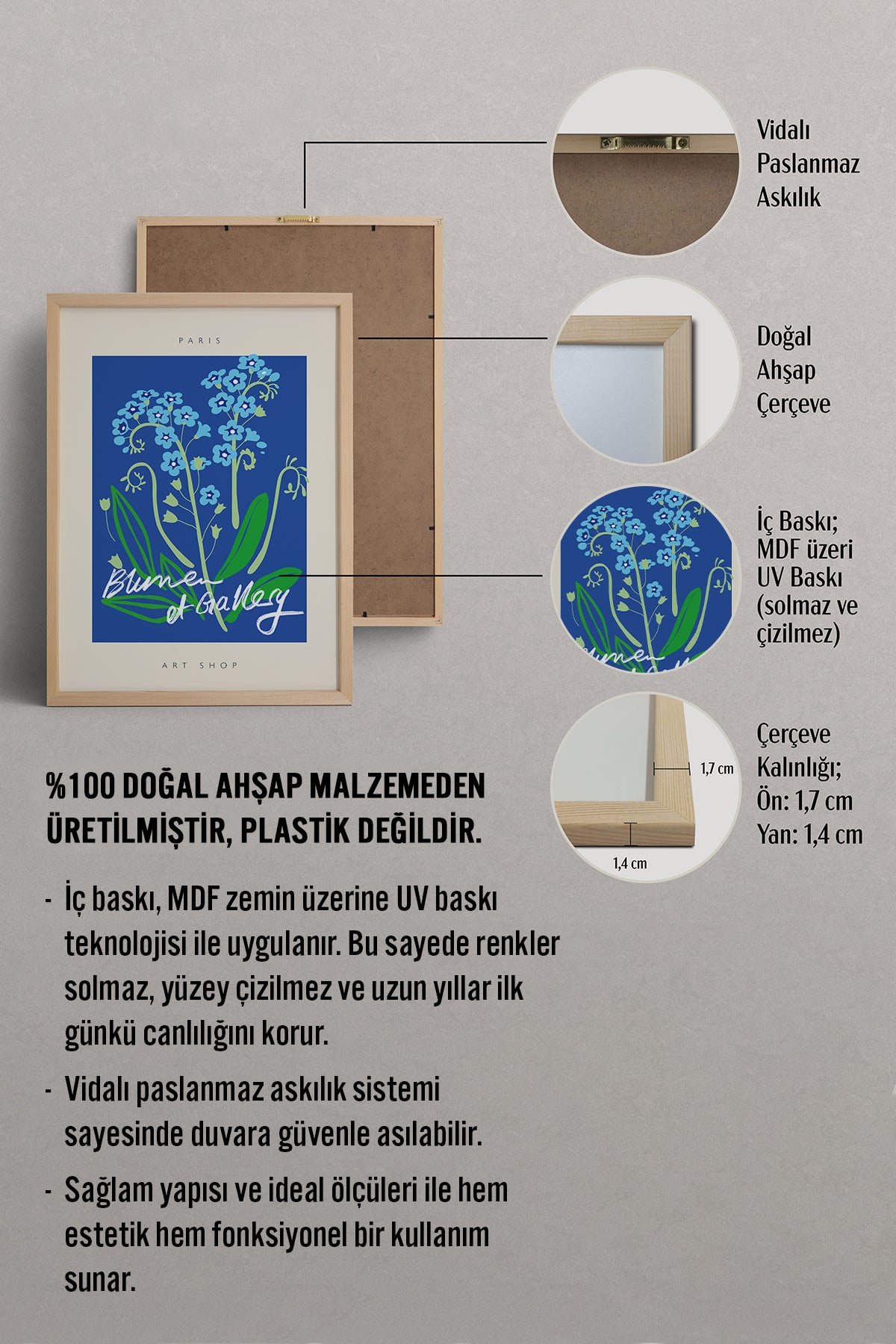 HOMEPACK Ahşap Çerçeveli Tablo Çerçeveli Poster Sanatsal Modern Duvar Dekoru ABSTRACT-51