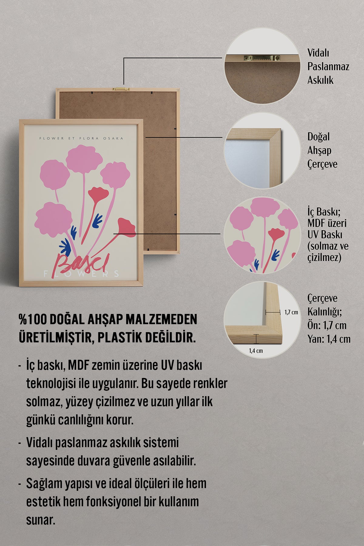 HOMEPACK Ahşap Çerçeveli Tablo Çerçeveli Poster Sanatsal Modern Duvar Dekoru ABSTRACT-58