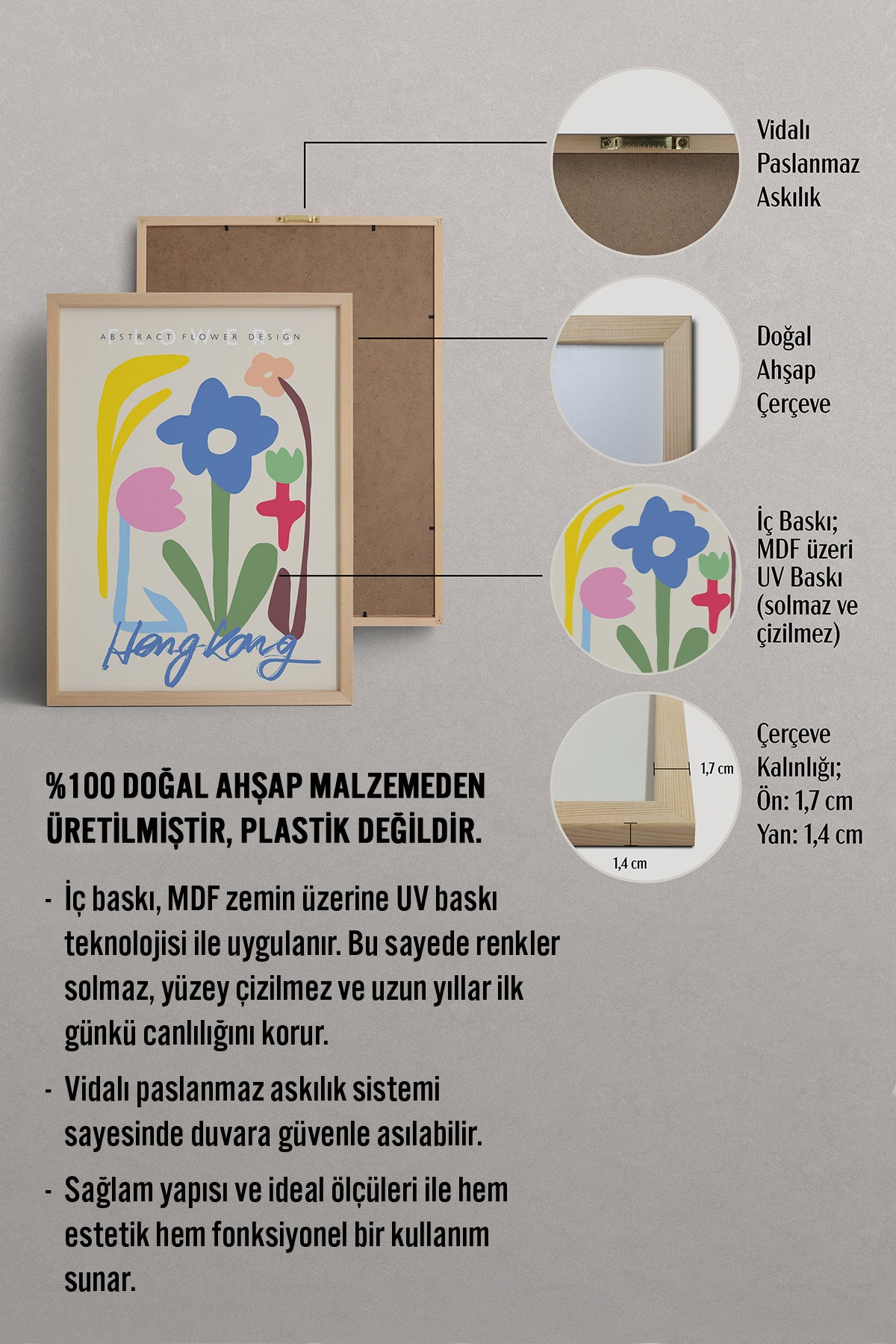 HOMEPACK Ahşap Çerçeveli Tablo Çerçeveli Poster Sanatsal Modern Duvar Dekoru ABSTRACT-61