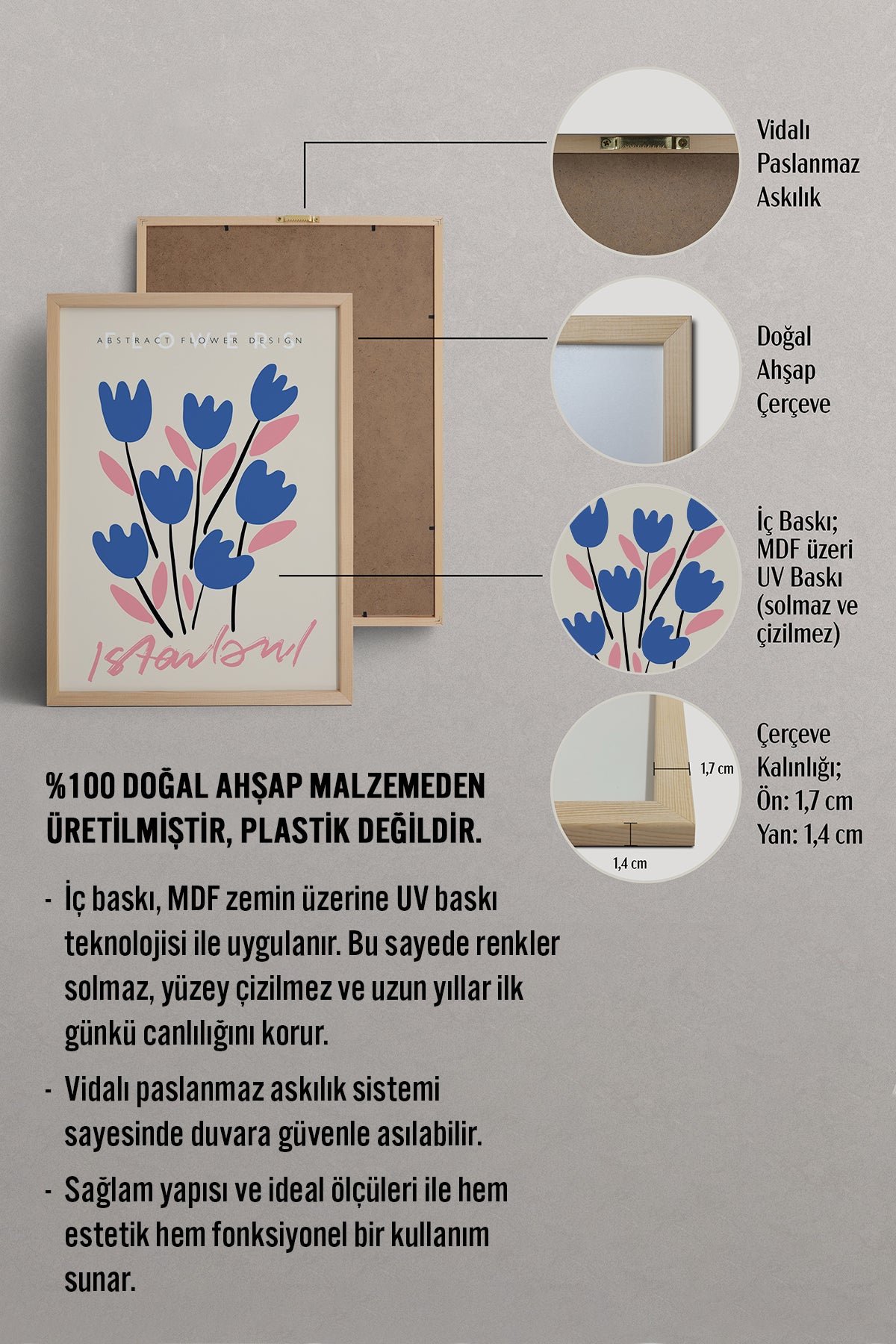 HOMEPACK Ahşap Çerçeveli Tablo Çerçeveli Poster Sanatsal Modern Duvar Dekoru ABSTRACT-72