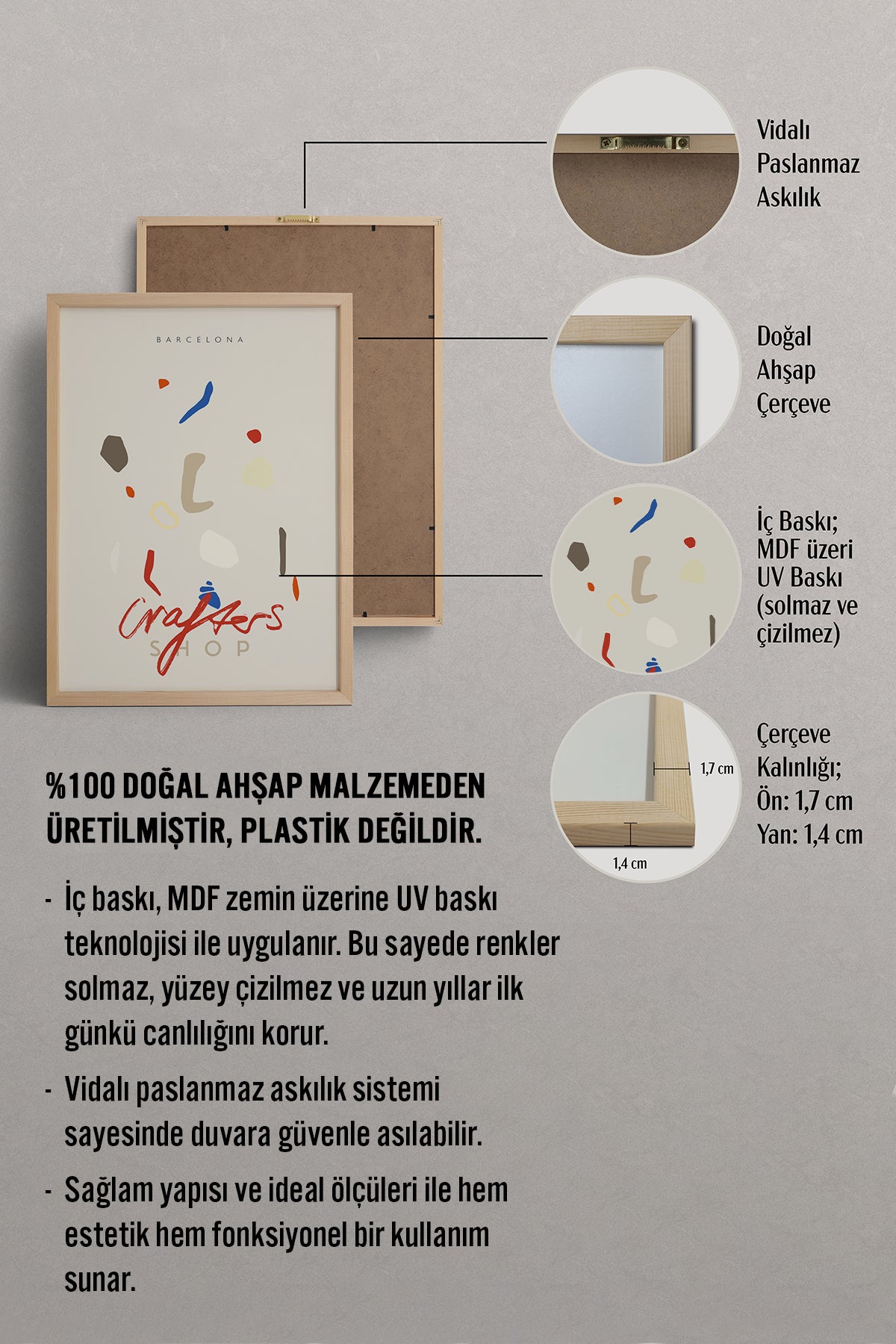 HOMEPACK Ahşap Çerçeveli Tablo Çerçeveli Poster Sanatsal Modern Duvar Dekoru ABSTRACT-85