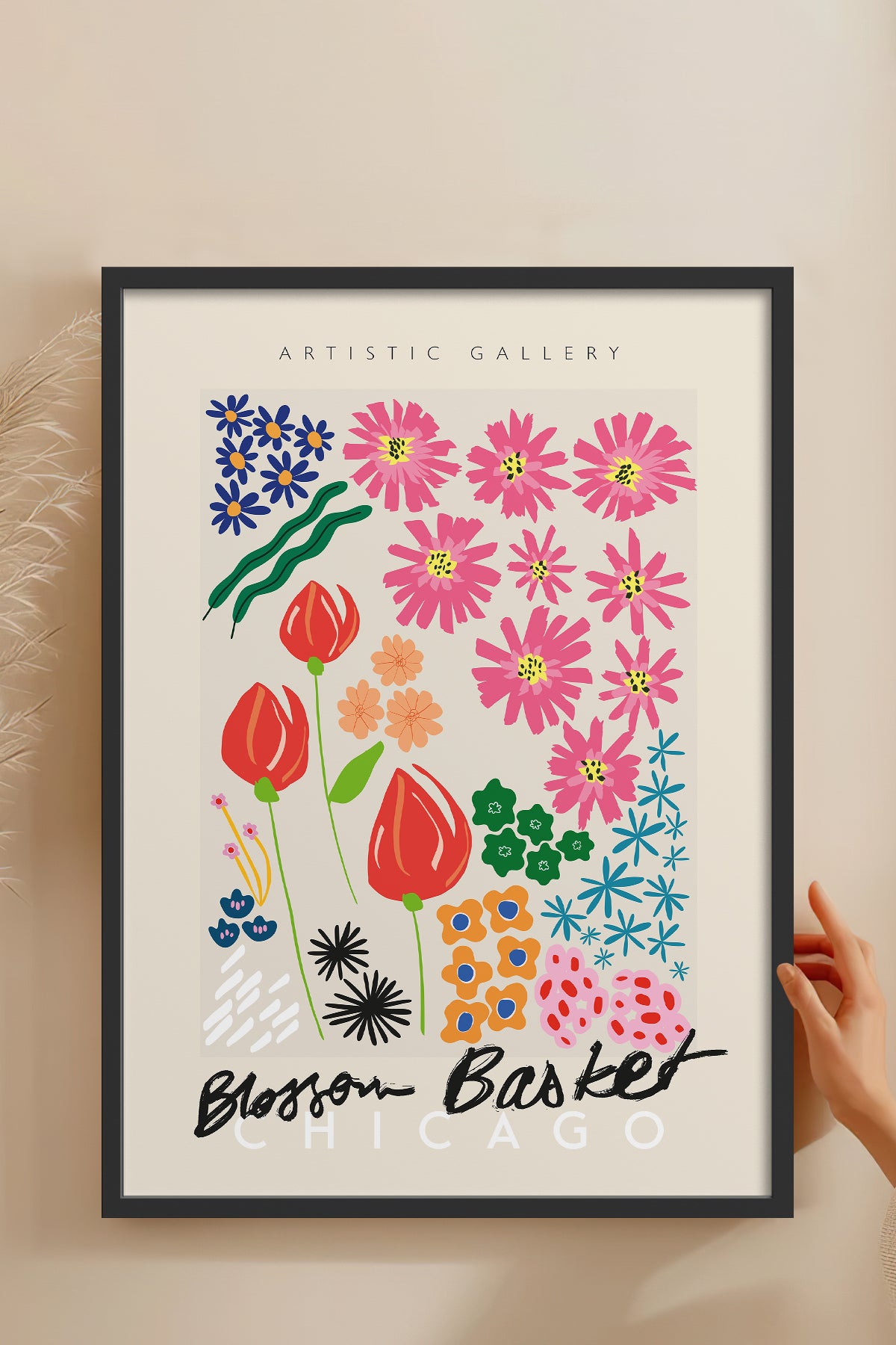 HOMEPACK Ahşap Çerçeveli Tablo Çerçeveli Poster Sanatsal Modern Duvar Dekoru ABSTRACT-87