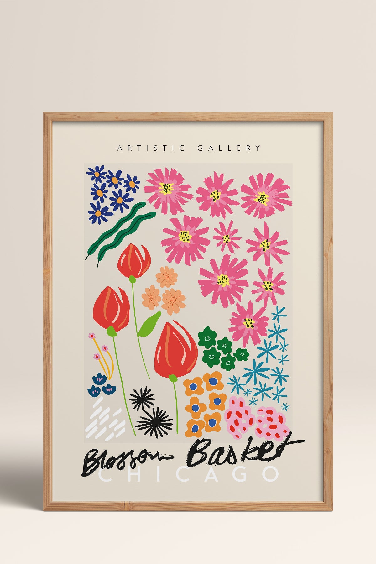 HOMEPACK Ahşap Çerçeveli Tablo Çerçeveli Poster Sanatsal Modern Duvar Dekoru ABSTRACT-87