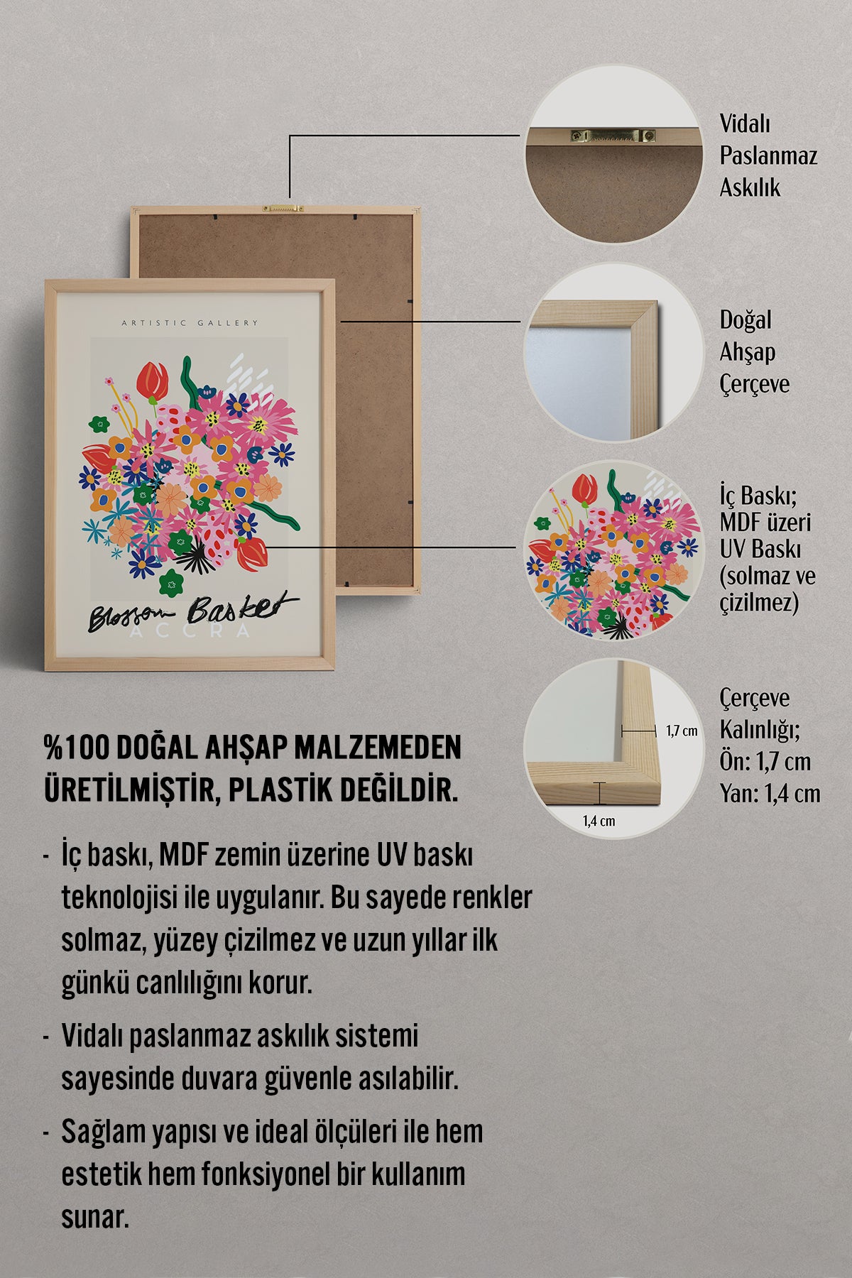 HOMEPACK Ahşap Çerçeveli Tablo Çerçeveli Poster Sanatsal Modern Duvar Dekoru ABSTRACT-88