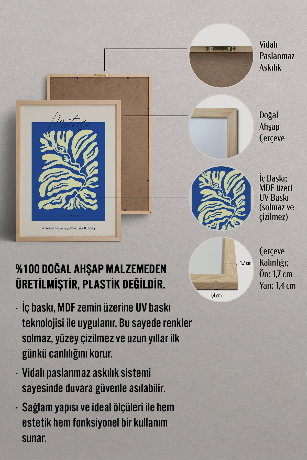 HOMEPACK Ahşap Çerçeveli Tablo Çerçeveli Poster Sanatsal Modern Duvar Dekoru ABSTRACT-93