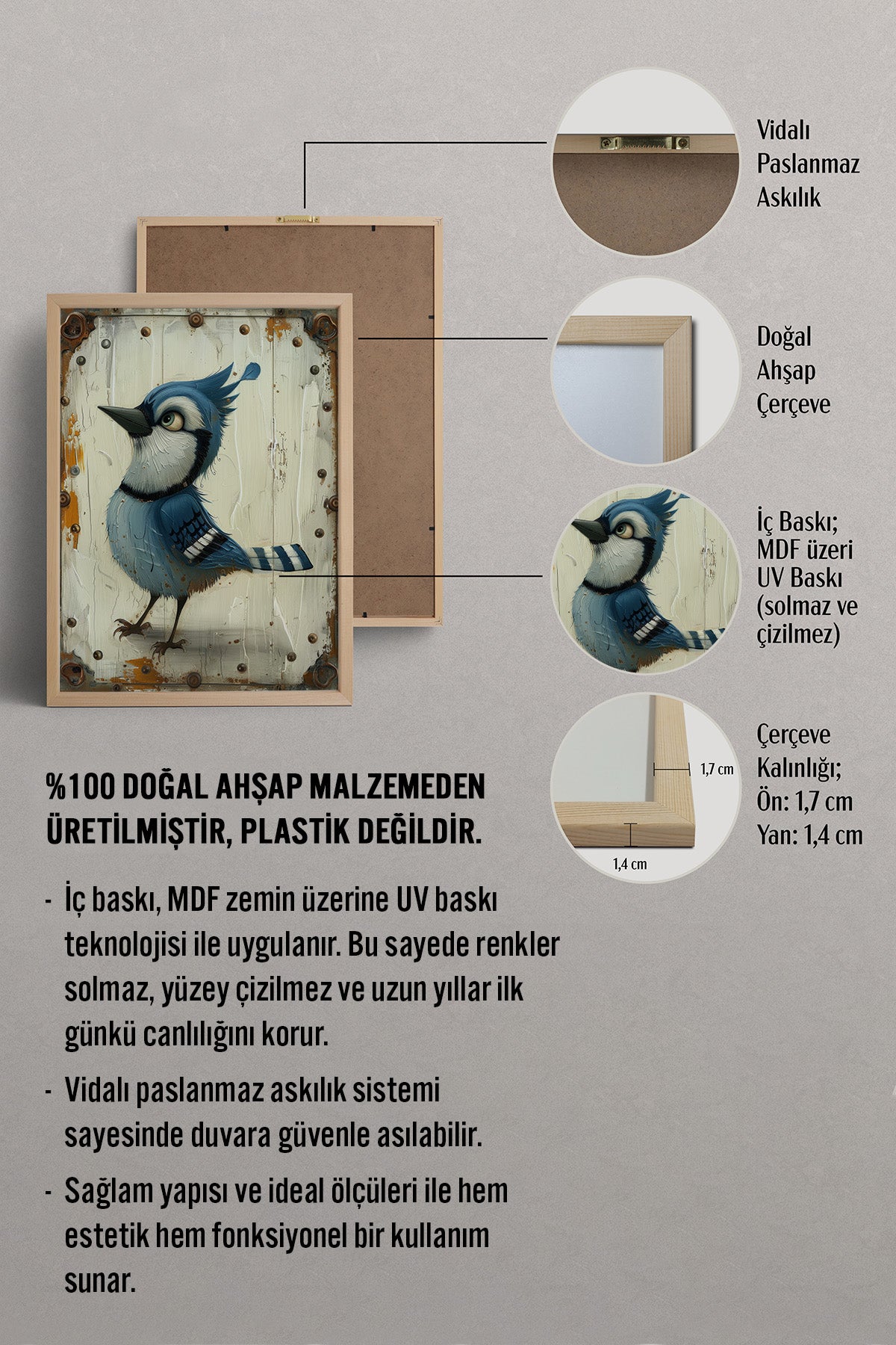 HOMEPACK Şirin Alakarga Kuşu Tablo  BEK-8613