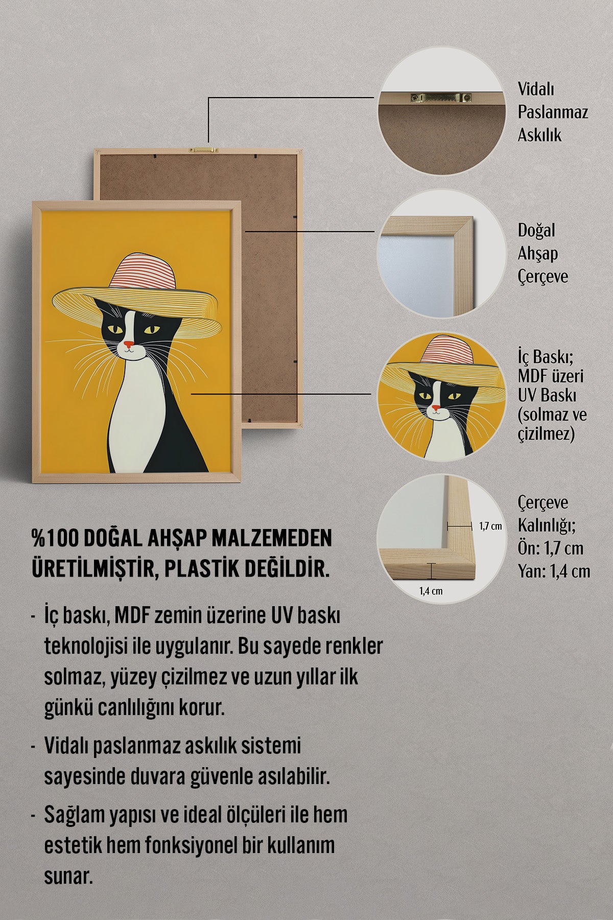 HOMEPACK Şapkalı Siyam Kedisi Tablo  BEK-8618