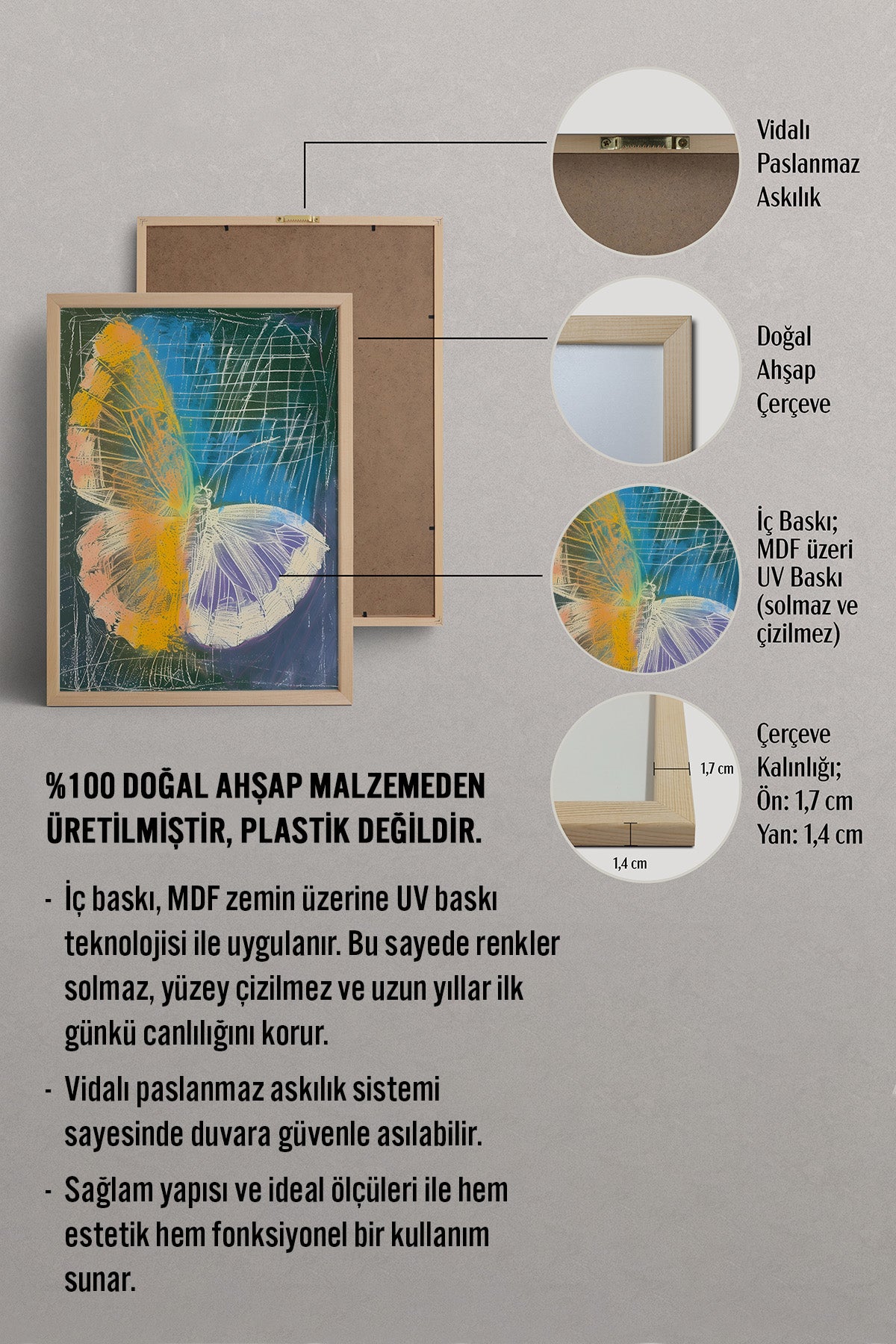 HOMEPACK Neon Kelebek Dokusu Tablo  BEK-8621