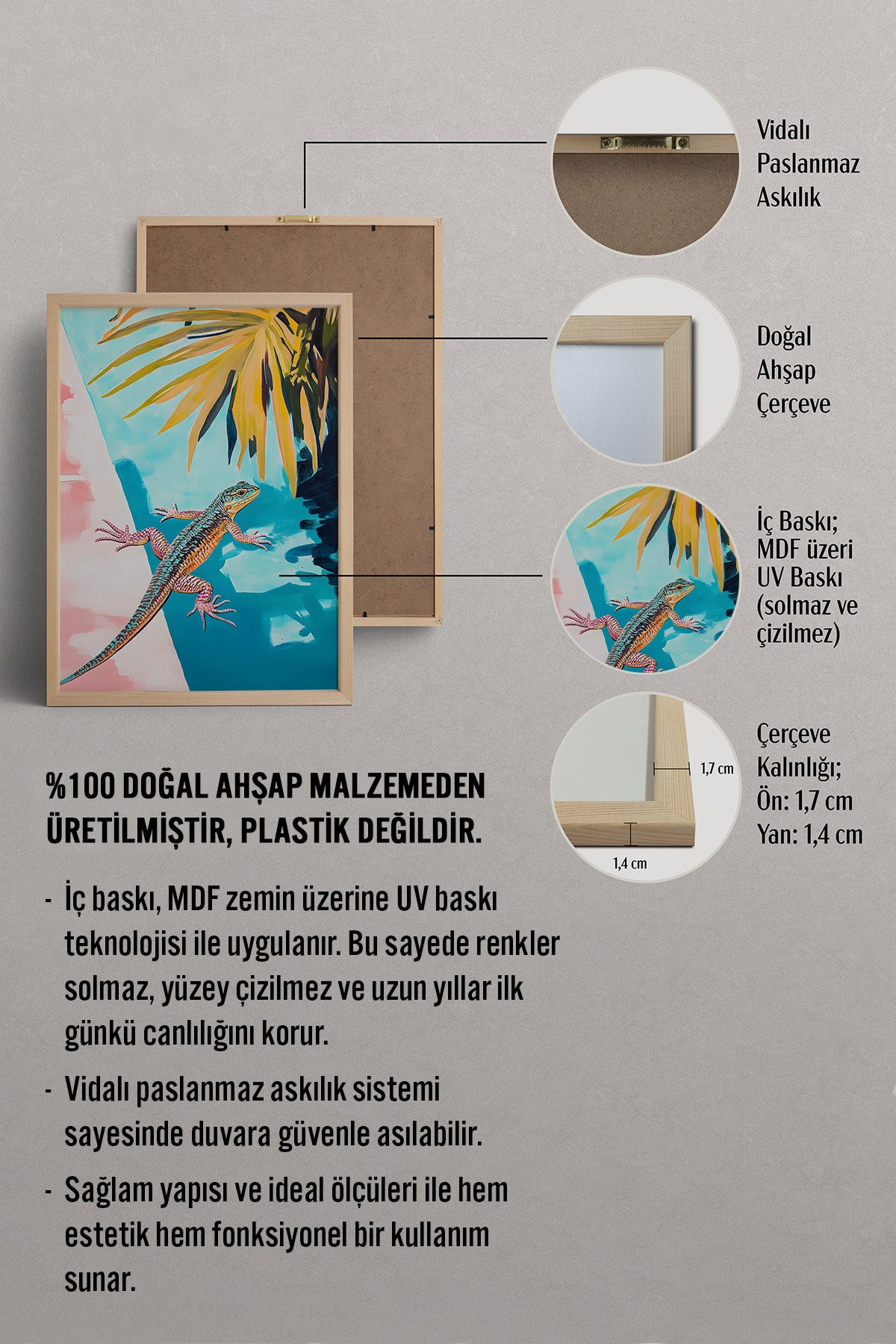 HOMEPACK Palmiye Gölgesinde Kertenkele Tablo  BEK-8622