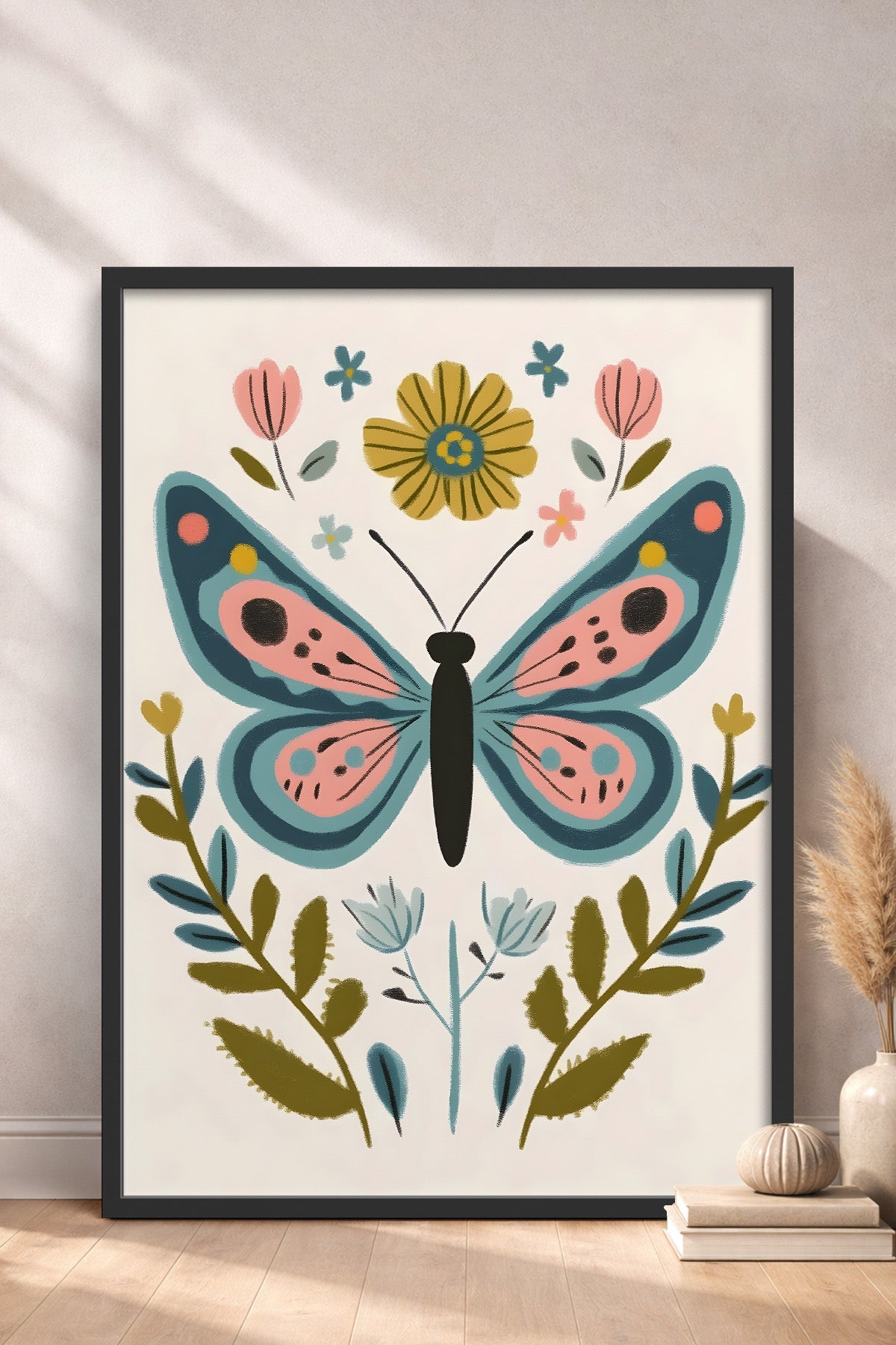 HOMEPACK Çiçekli Kelebek Tablo  BEK-8637