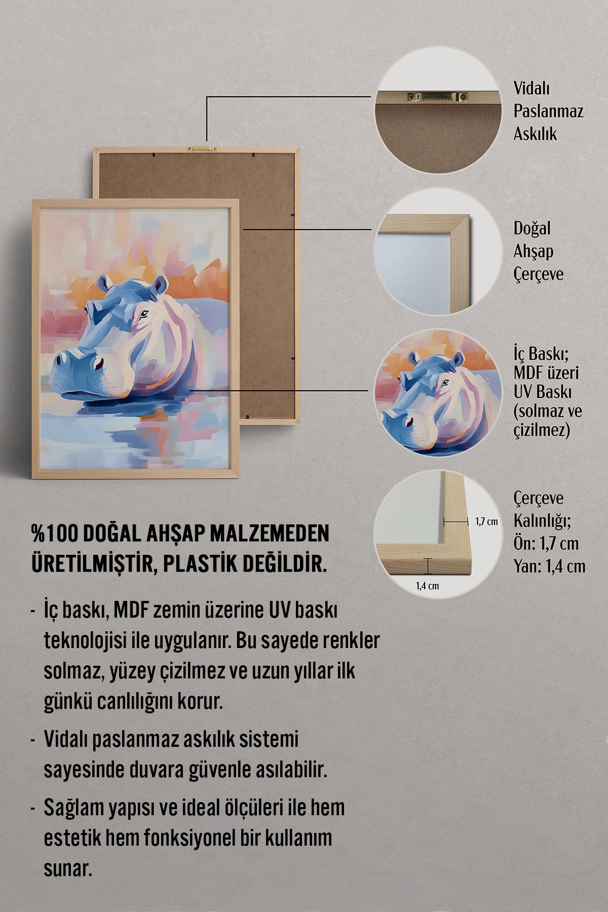 HOMEPACK Keyifçi Hipopotam Tablo  BEK-8646