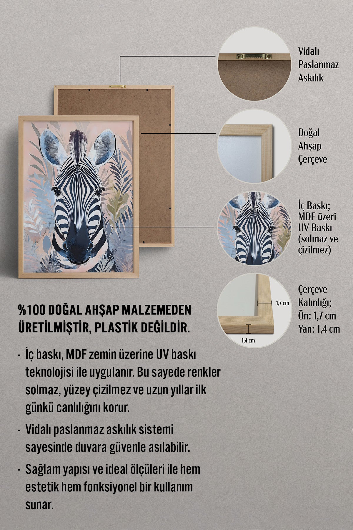 HOMEPACK Pastel Zebra Masalı Tablo  BEK-8523