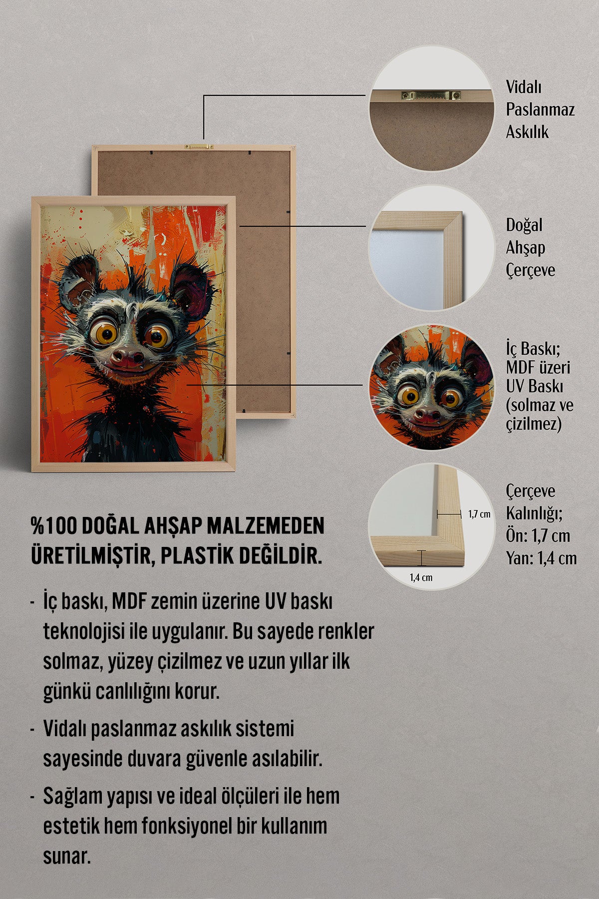 HOMEPACK Uykusuz Lemur Tablo  BEK-8570