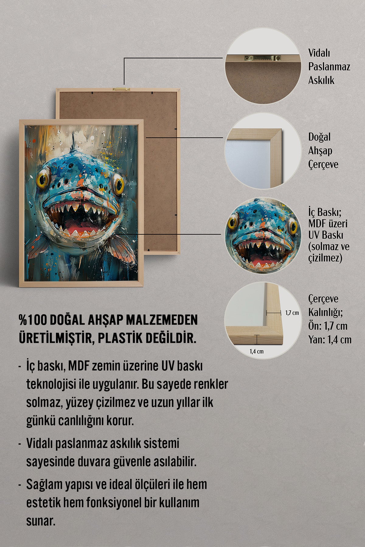 HOMEPACK Hırçın Köpek Balığı Tablo  BEK-8580