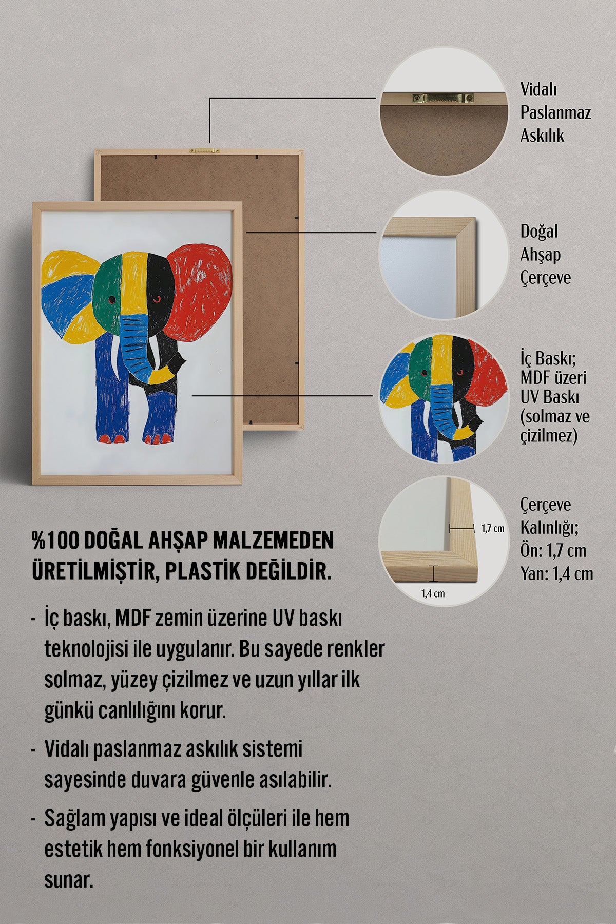 HOMEPACK Renkli Filin Dünyası Tablo  BEK-8588